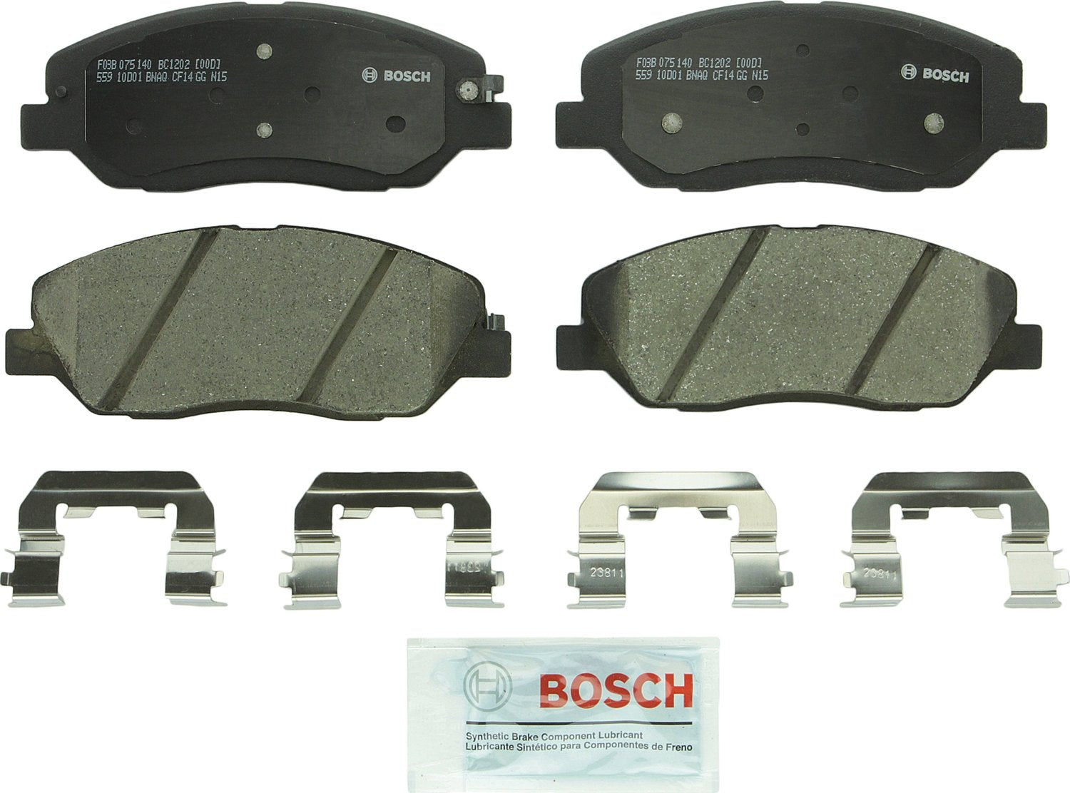 BOSCH BC1202 QuietCast Premium Ceramic Disc Brake Pad Set - Compatible with Select Hyundai Entourage, Santa Fe, Santa Fe XL; Kia