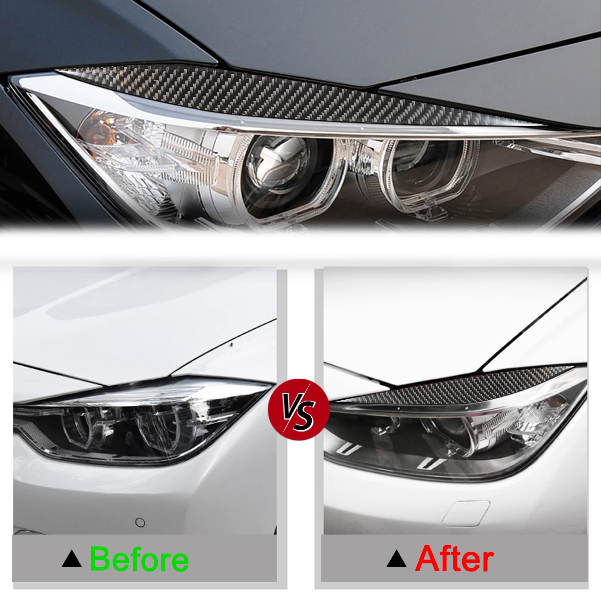 Tomall Headlight Eyelid Cover Trims Compatible With Bmw F30 Headlight Eyebrow Carbon Fiber Eyelid For 3 Series F32 F31 F36 F34 F