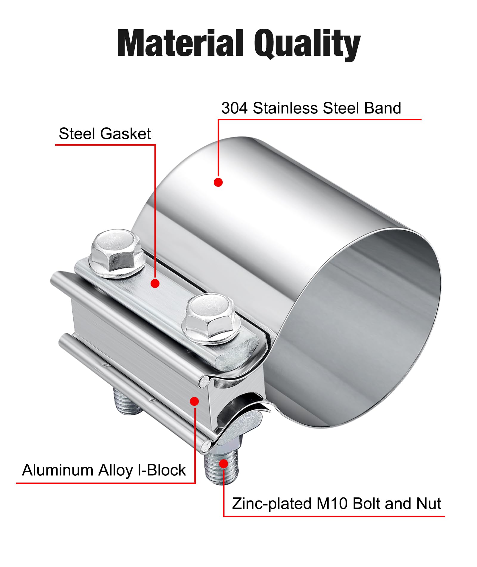 Evil Energy 3.0 Inch Exhaust Clamp,Butt Joint Band Clamp Sleeve Coupler Stainless Steel For Pipes,Mufflers,Catalytic Converters
