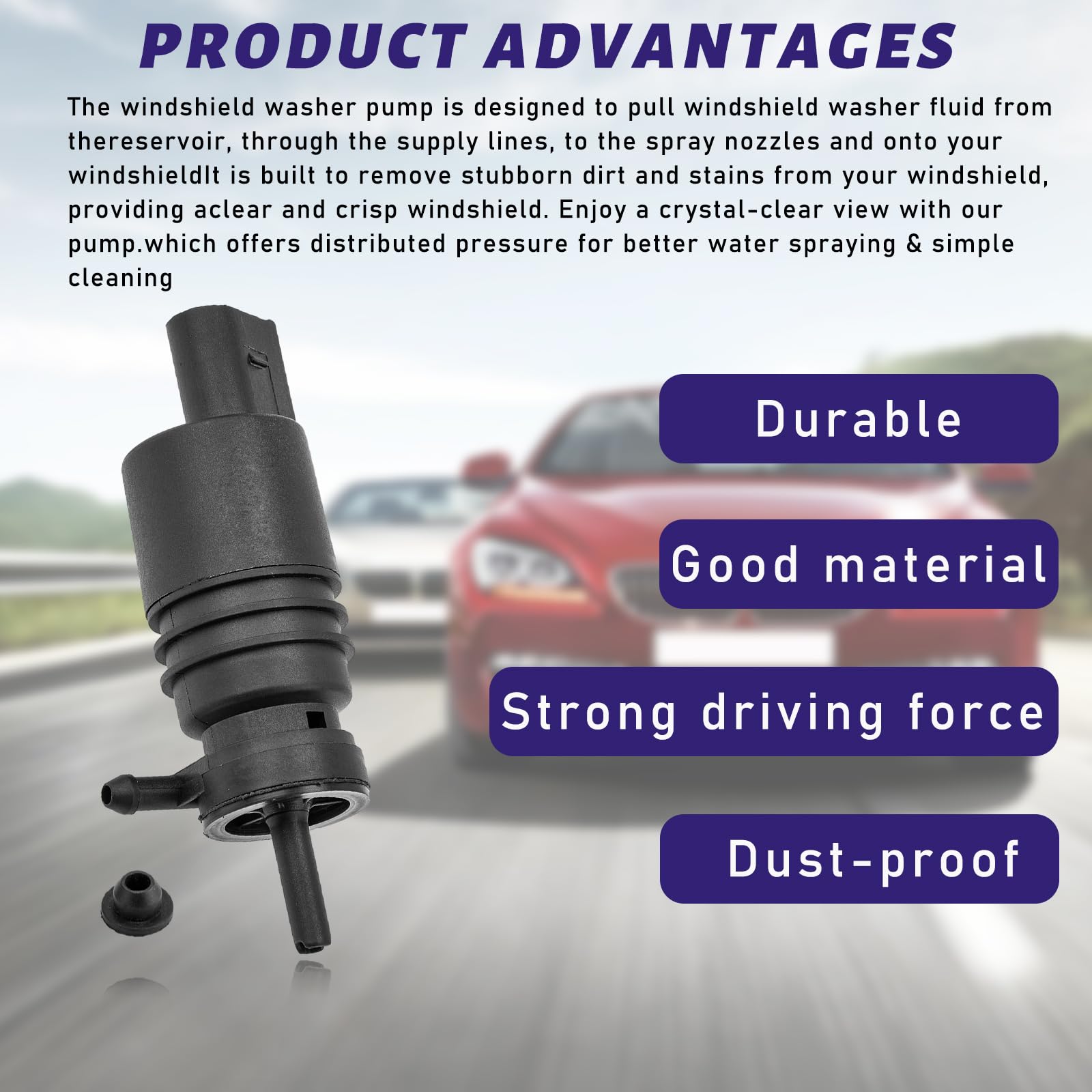 Suvnie Windshield Washer Pump With Grommet, Front Windshield Washer Fluid Pump Replace Oem 67128362154 67128377612, Car Accessories Compatible With E36, E46, E53, E86, X3, X5, X6, Z3