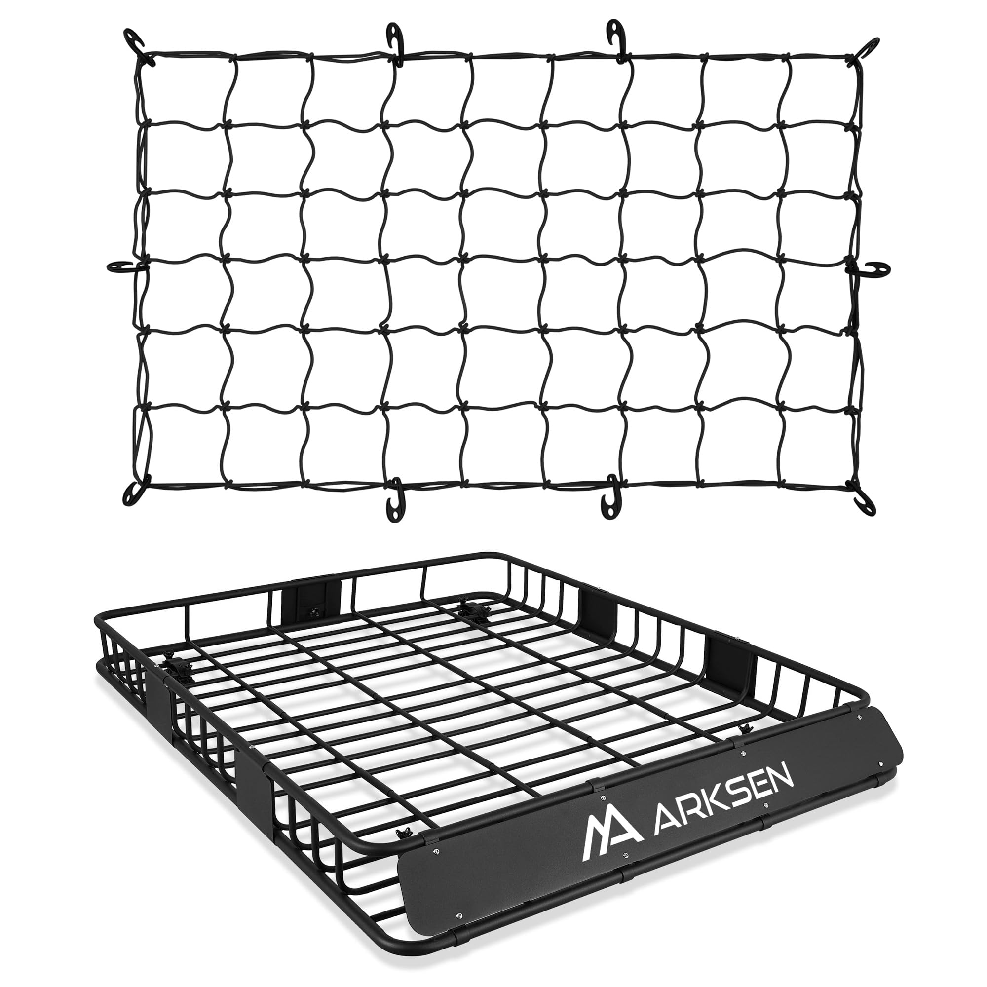Arksen 64 X 50 X 6 Inch Universal Extra Wide 250Lb Heavy Duty Roof Rack Cargo With Cargo Net, Car Top Luggage Holder Carrier Bas