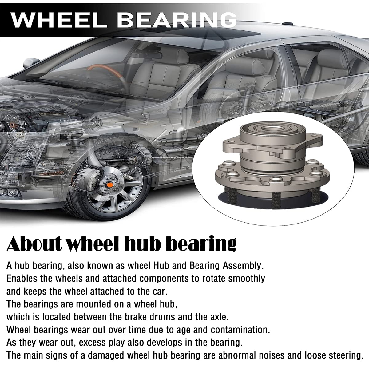 Auqdd 512336 X2 (For Fwd,30Mm Bearing) Rear Wheel Hub And Bearing Assembly Compatible With 06-13 Au-Di A3 /15-20 Vw E-Golf,10-21 Golf,06-21 Gti,19-21 Jetta,06-09 Rabbit # 1K0598611