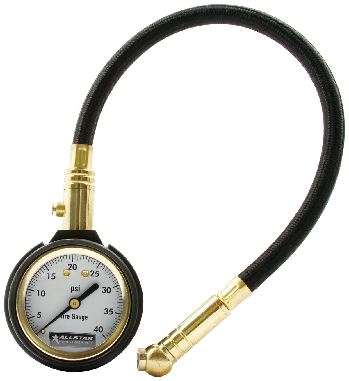Allstar Performance All44077 2" Face 12" Hose 0-40 Psi Range Tire Pressure Gauge
