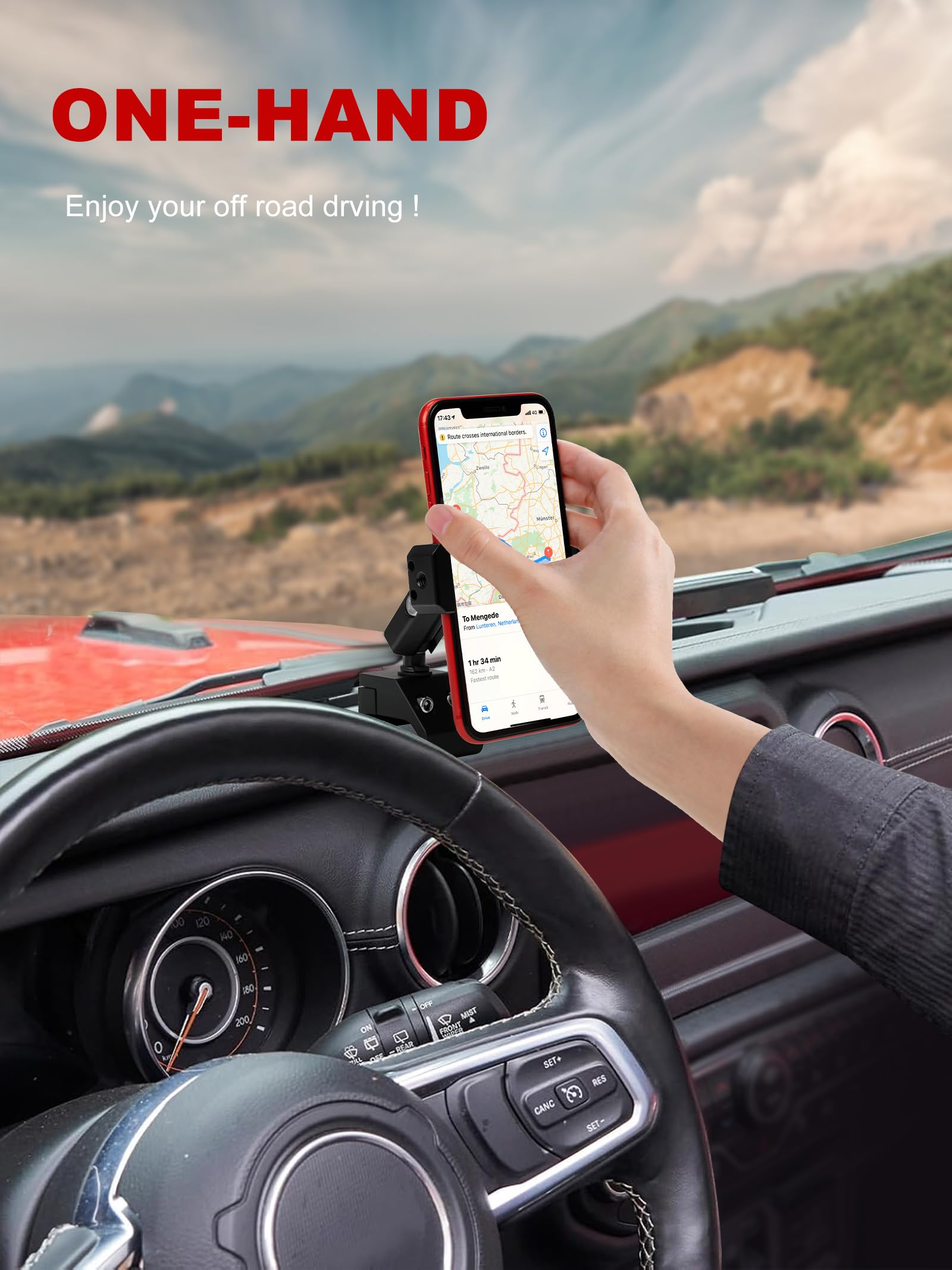 Nilkatss Upgraded Aluminum Alloy Phone Mount for Jeep Wrangler 2018-2023 JL JLU 4xe & 2020-23 Gladiator JT, Wrangler Phone Holde