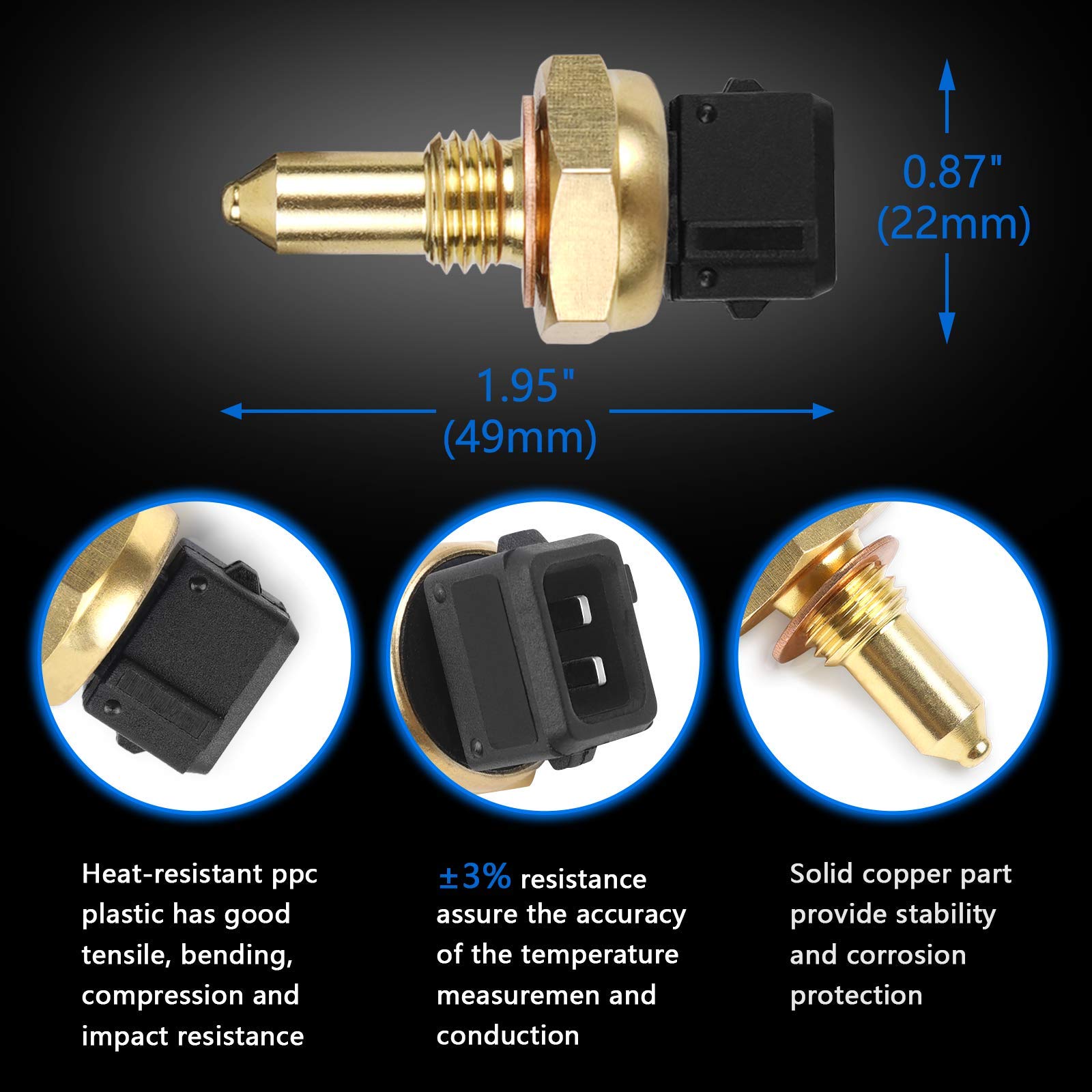 Otuayauto Engine Water Coolant Temperature Sensor -Replacement For Bmw 320I 325Ci 325I 325Xi 328I 330I 330Xi 335Xi 525I 528I 530
