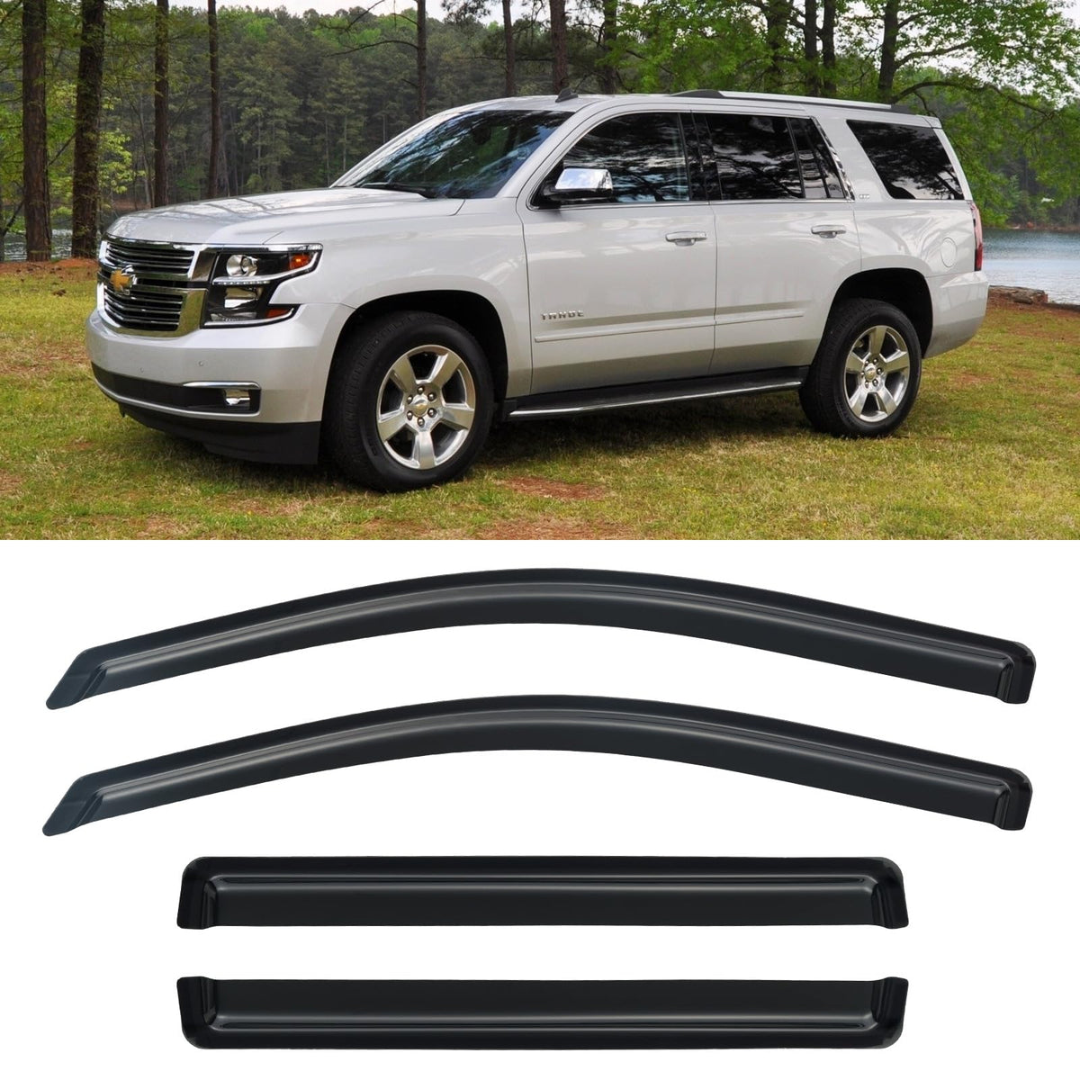 Cxdar Window Rain Guards Visors For 2015-2020 Chevy Tahoe/Gmc Yukon(Not For Xl Or Denali), Out-Channel Window Vent Wind Shades D