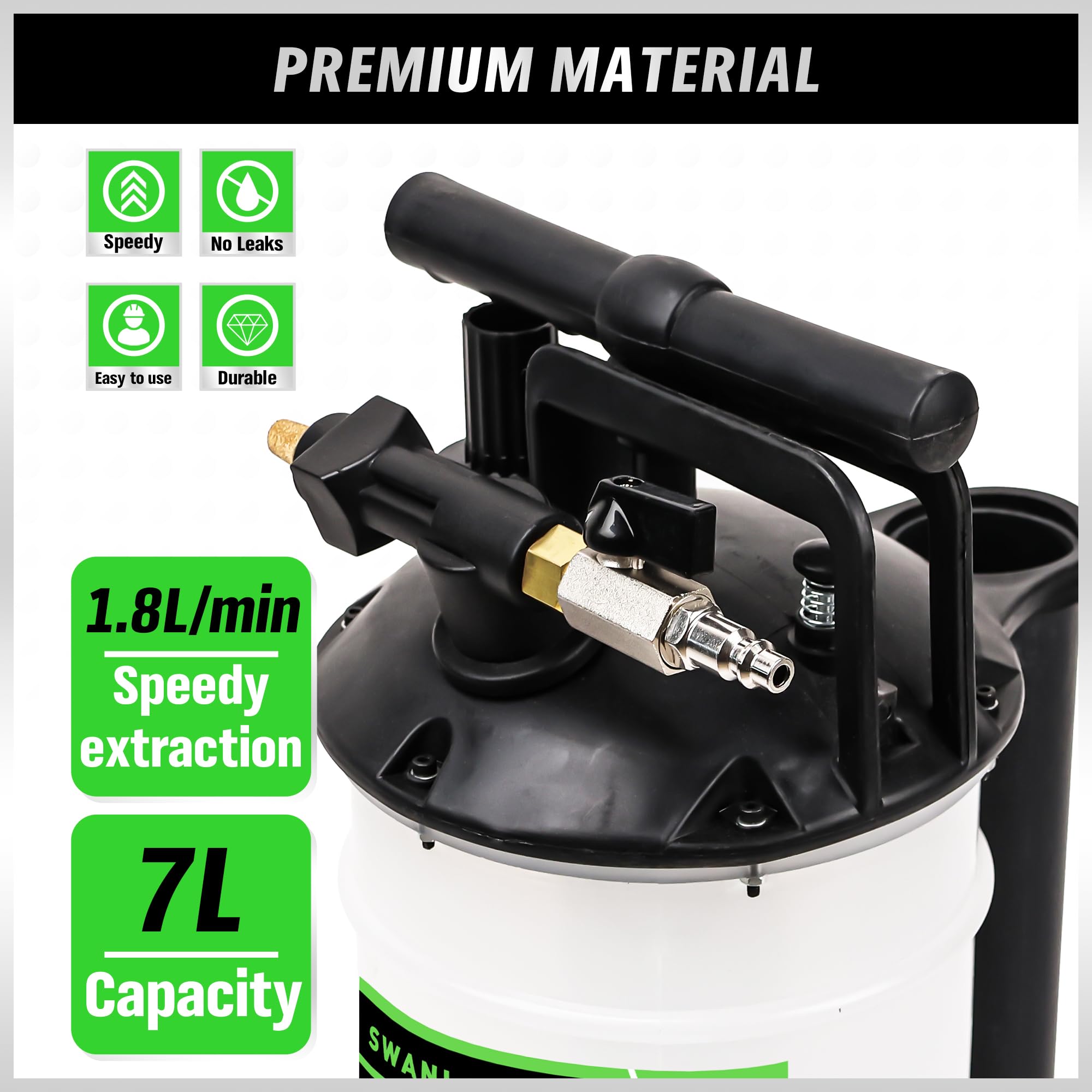 SWANLAKE 6.5L Pneumatic/Manual Fluid Extractor Pump - Oil Changer & Vacuum Fluid Change Tool for Efficient Oil Changes