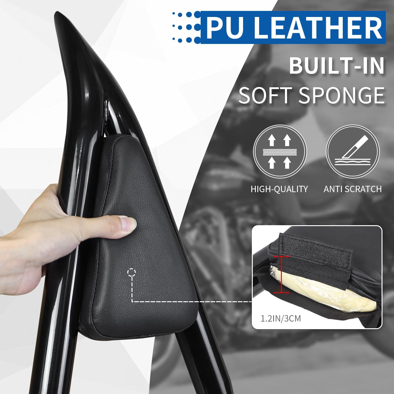 AUFER 28'' Motorcycle Rear Passenger Backrest Sissy Bar With Pad Locked Rotary Docking Latches Clips With Keys Compatible With F