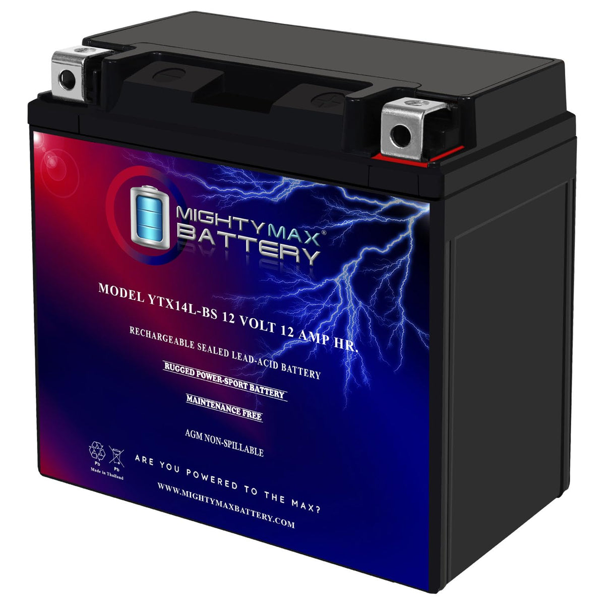 Mighty Max Battery YTX14L-BS Replaces Harley-Davidson Sportster 883 Custom XL883C 04-09