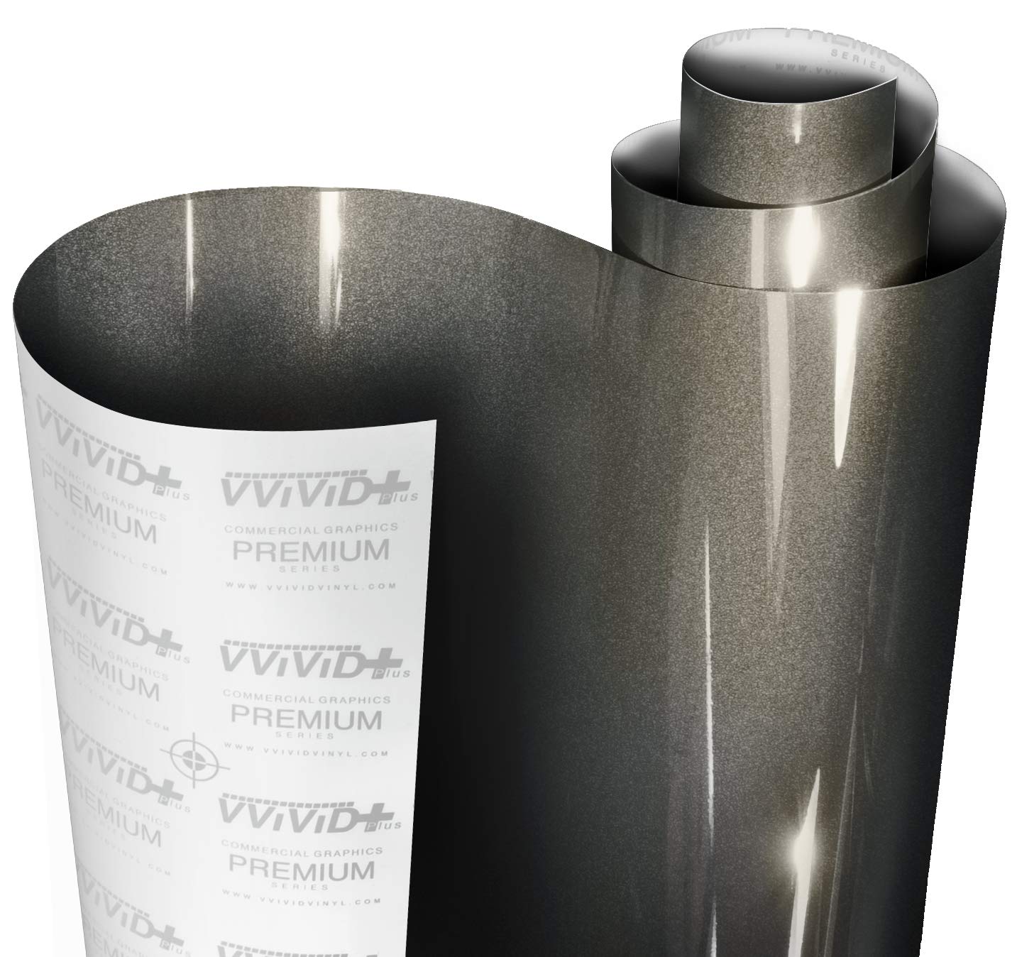 Vvivid+ Ultra Gloss Candy Charcoal Grey Vinyl Car Wrap Premium Paint Replacement Film Roll With Nano Air Release Technology, Stretchable Protective Cap Liner, Self Adhesive (1Ft X 54')