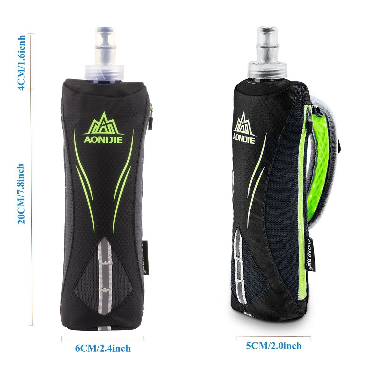 Geila Handheld Water Bottle, 17 oz Black Soft Flask with Hand Strap for Running, Hydration Pack, Sport Bottle