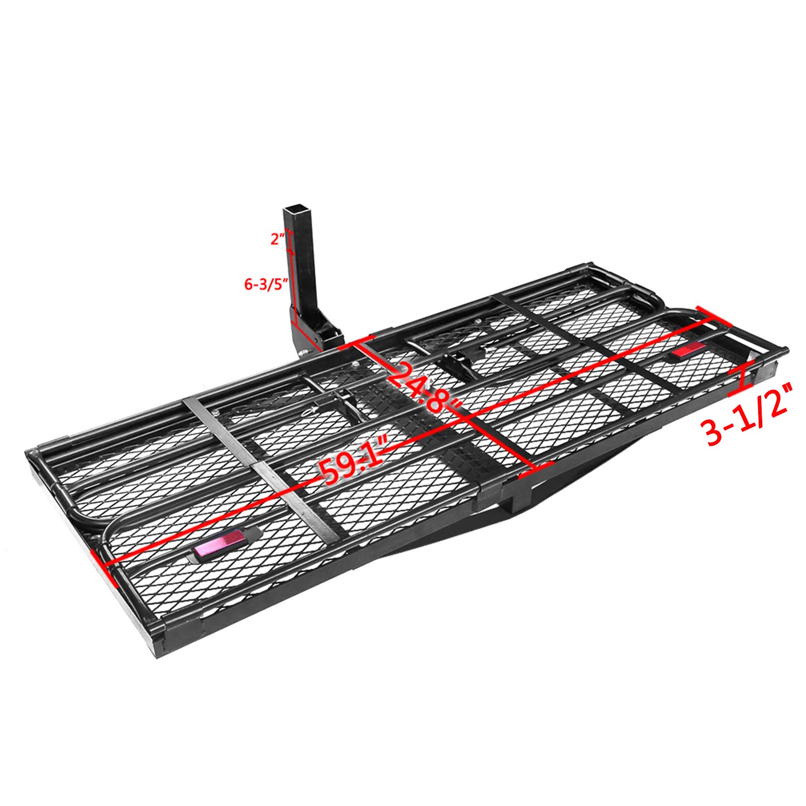 Oklead 500 Lbs Heavy Duty Hitch Mount Cargo Carrier 60'' X 24'' X 14.4'' Folding Cargo Rack Rear Luggage Basket Fits 2'' Receive