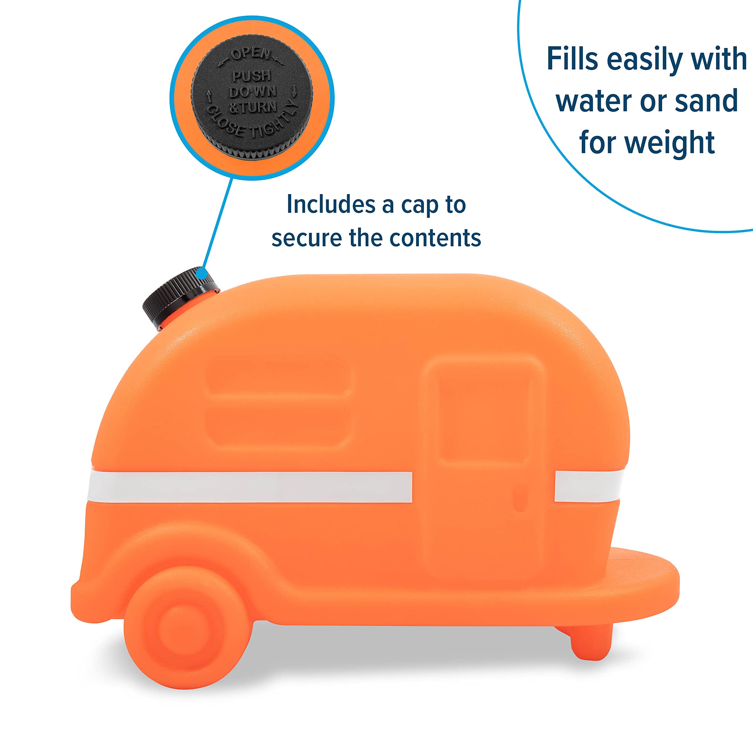 Camco Orange Retro Camper Rv Sewer Weight-Safely Secures Your 4-In-1 Adapter In Place At Dump Stations-Features A Fillable Tank