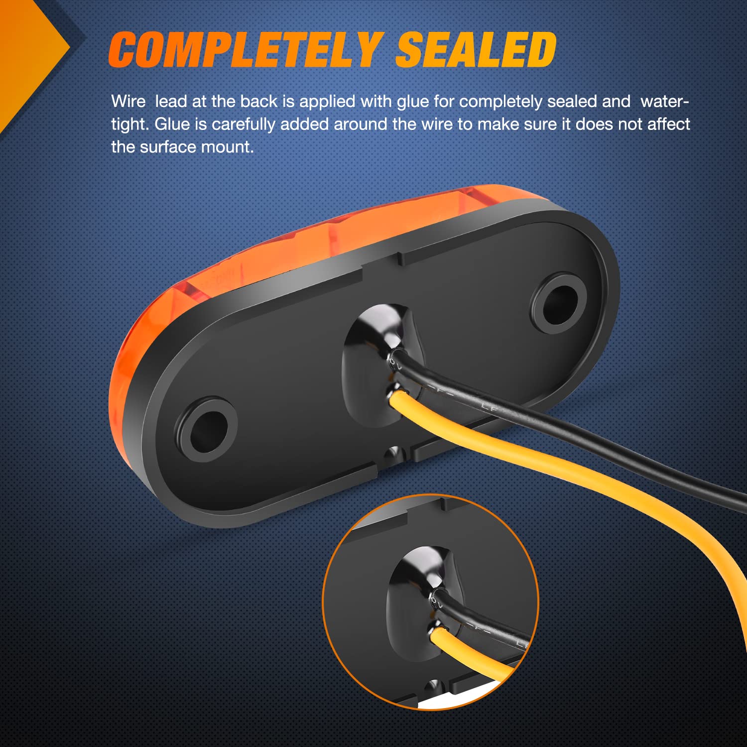 Nilight 2.5Inch Oval Side Marker Light 20Pcs Amber 2 Diode Led Trailer Clearance Lights Indicator Taillight Waterproof Surface M