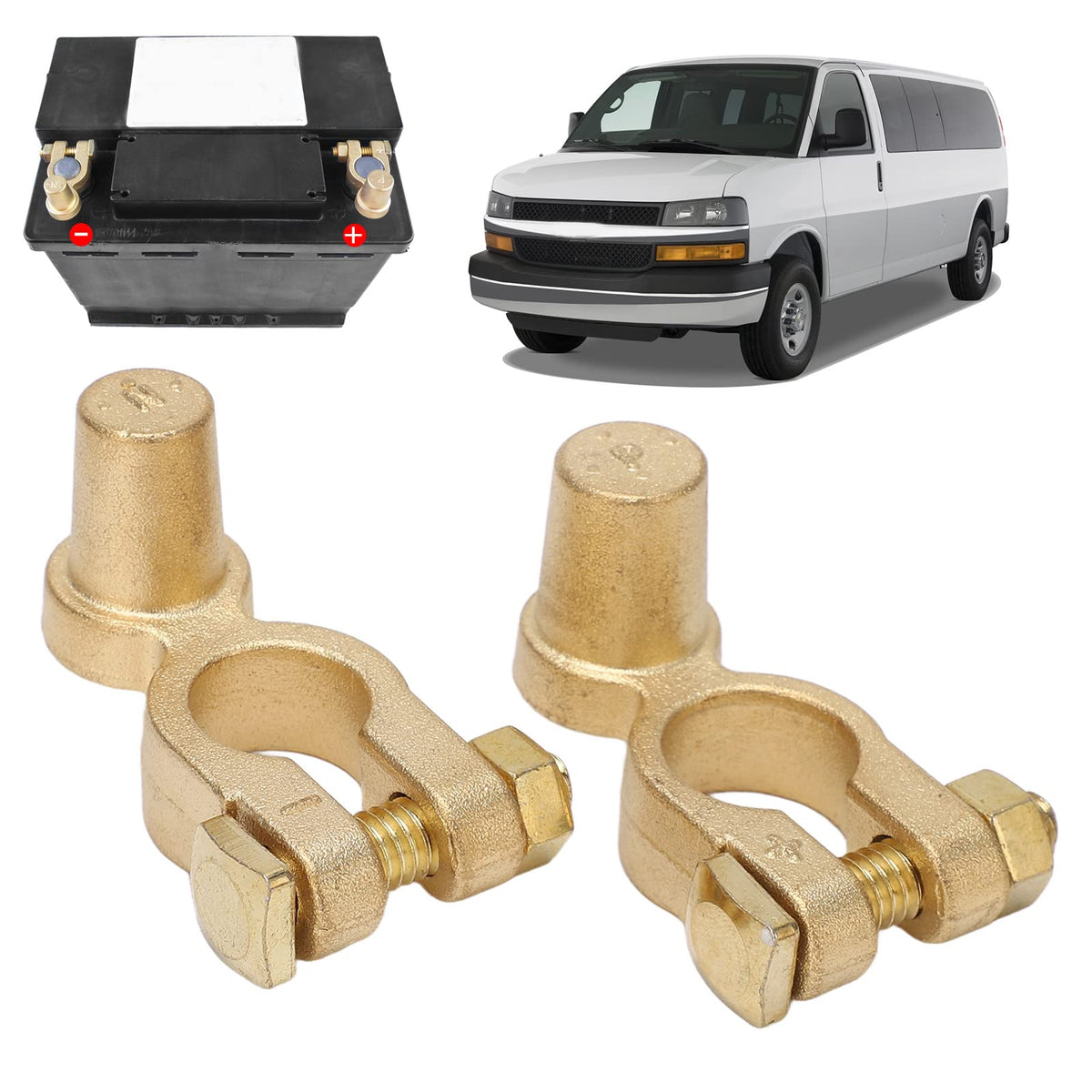 Auto Car Battery Terminal 1 Pair Sae To Jis Car Battery Terminal Connector Positive Negative Top Post Terminal For Auto, Battery Cable Terminal Clamp Set For Car Truck Van Rv Boat