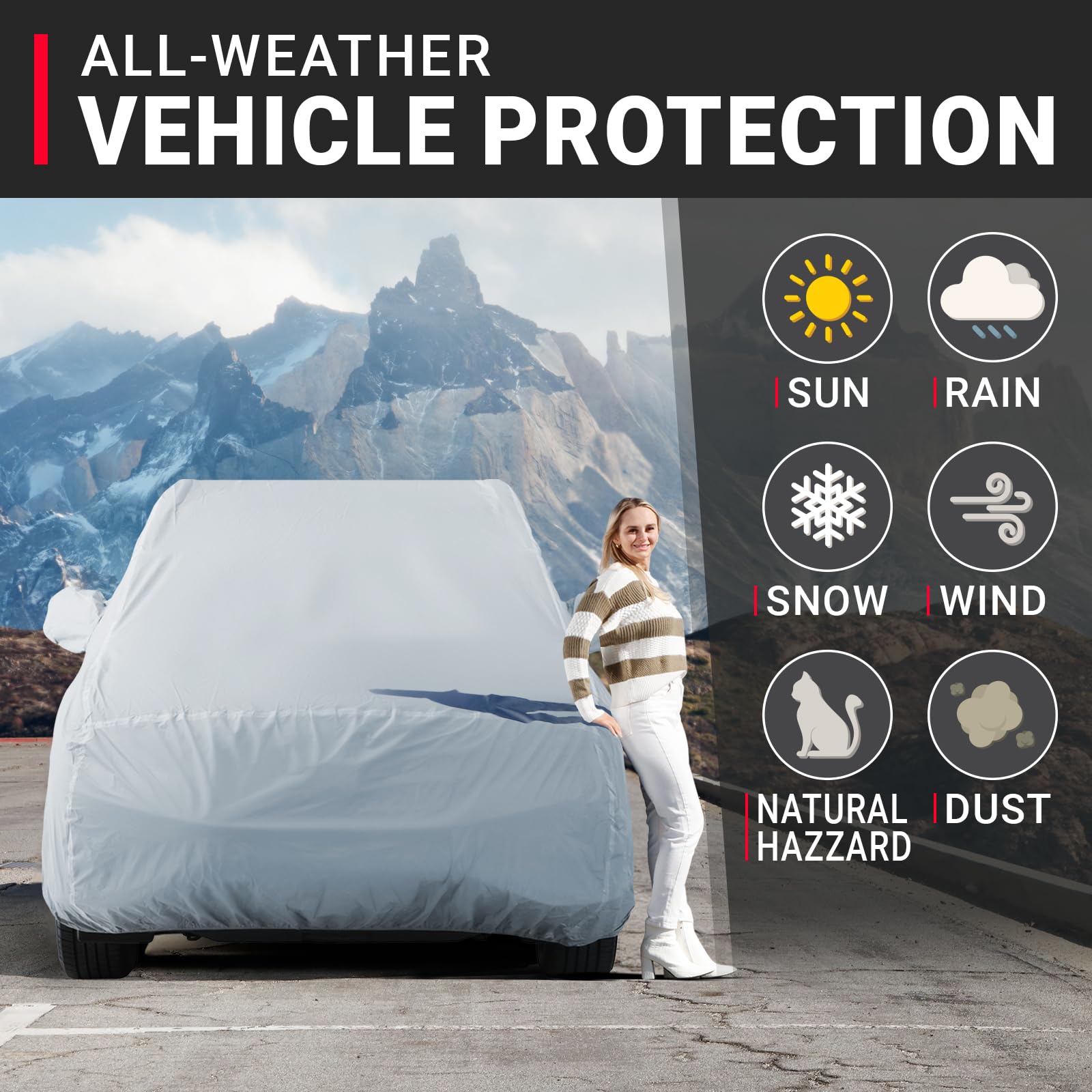 SUV Custom-Fit Car Cover for Chevy Tahoe | Waterproof All Weather SUV Cover for UV, Rain, Snow, and Ice. Premium Quality, Suitab