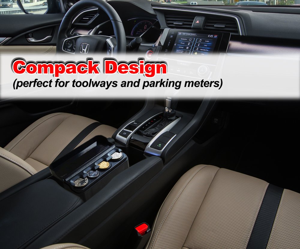 Zento Deals Sturdy Black Coin Organizer-Auto Car Coin Case Storage Mini Box Plastic Holder