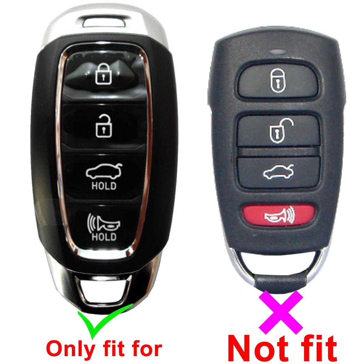 Coolbestda Rubber 4 Buttons Key Fob Cover Remote Case Keyless Protector Skin Jacket For 2019 2020 2021 2022 2023 Hyundai Kona Sa