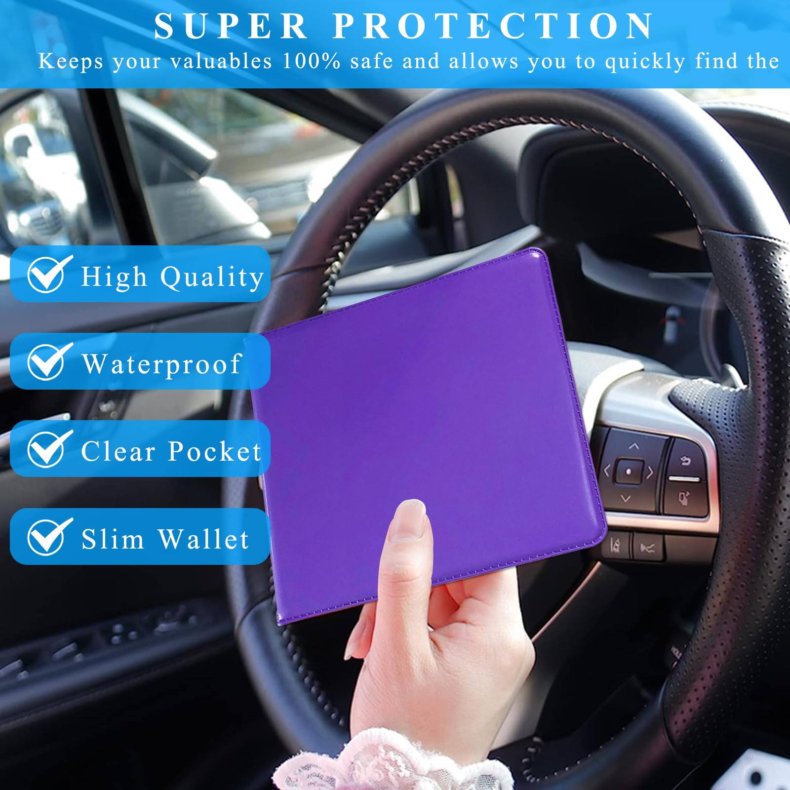 Kewucn 4 Pcs Car Registration Insurance Holder, Essential Auto Card Glove Box Organizer, Vehicle Interior Accessories Perfect Fo