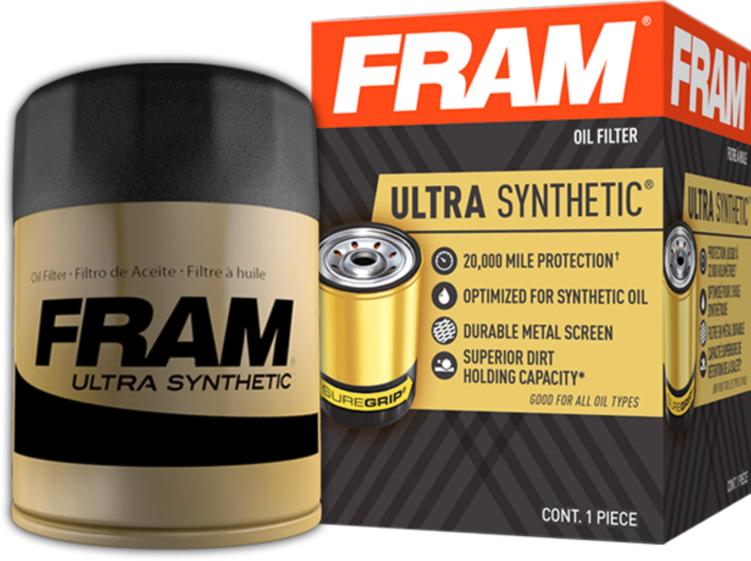 Fram Ultra Synthetic Automotive Replacement Oil Filter, Designed For Synthetic Oil Changes Lasting Up To 20K Miles, Xg9100 With