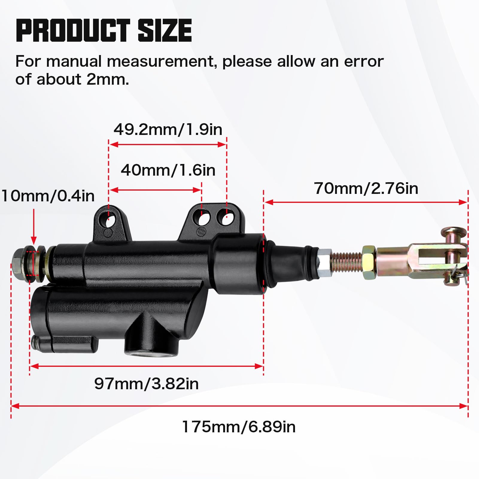 Locopow Rear Brake Master Cylinder For Chinese 50Cc 70Cc 90Cc 110Cc 125Cc Atv Dirt Pit Bike Quad Taotao Baja Bms Roketa Xpro Apollo Ssr Pitster Piranha Sunl Nst Kazuma