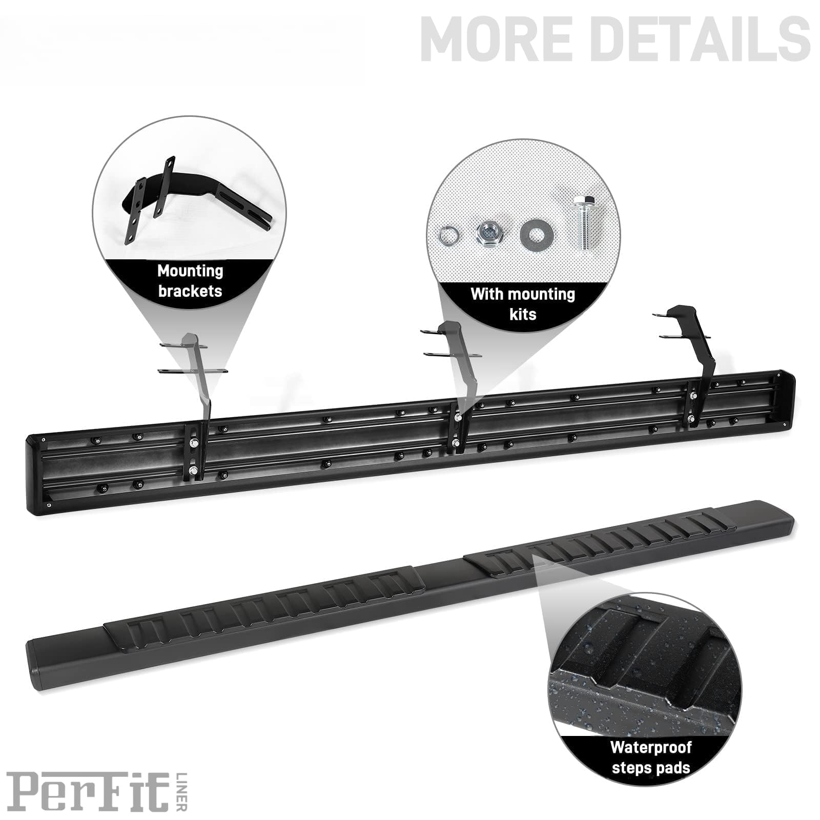 6'' Running Boards Compatible With 2015-2025 Ford F-150 And 2017-2025 F-250 F-350 F-450 Super Duty | Super Cab | Side Step Rails