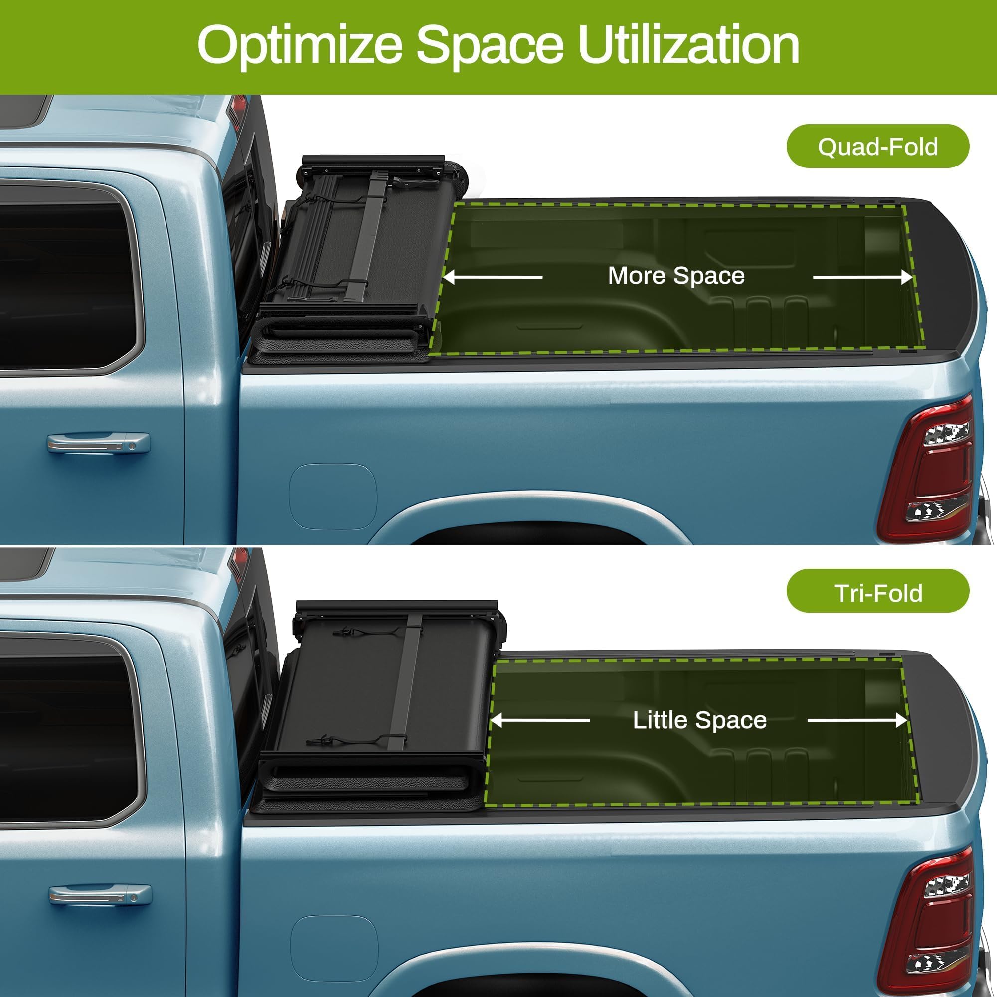 Autosaver88 Soft Quad-Fold Truck Bed Tonneau Cover Fit For 2007-2025 Chevy Silverado/Gmc Sierra 1500 New Body, 2007-2019 Chevy S