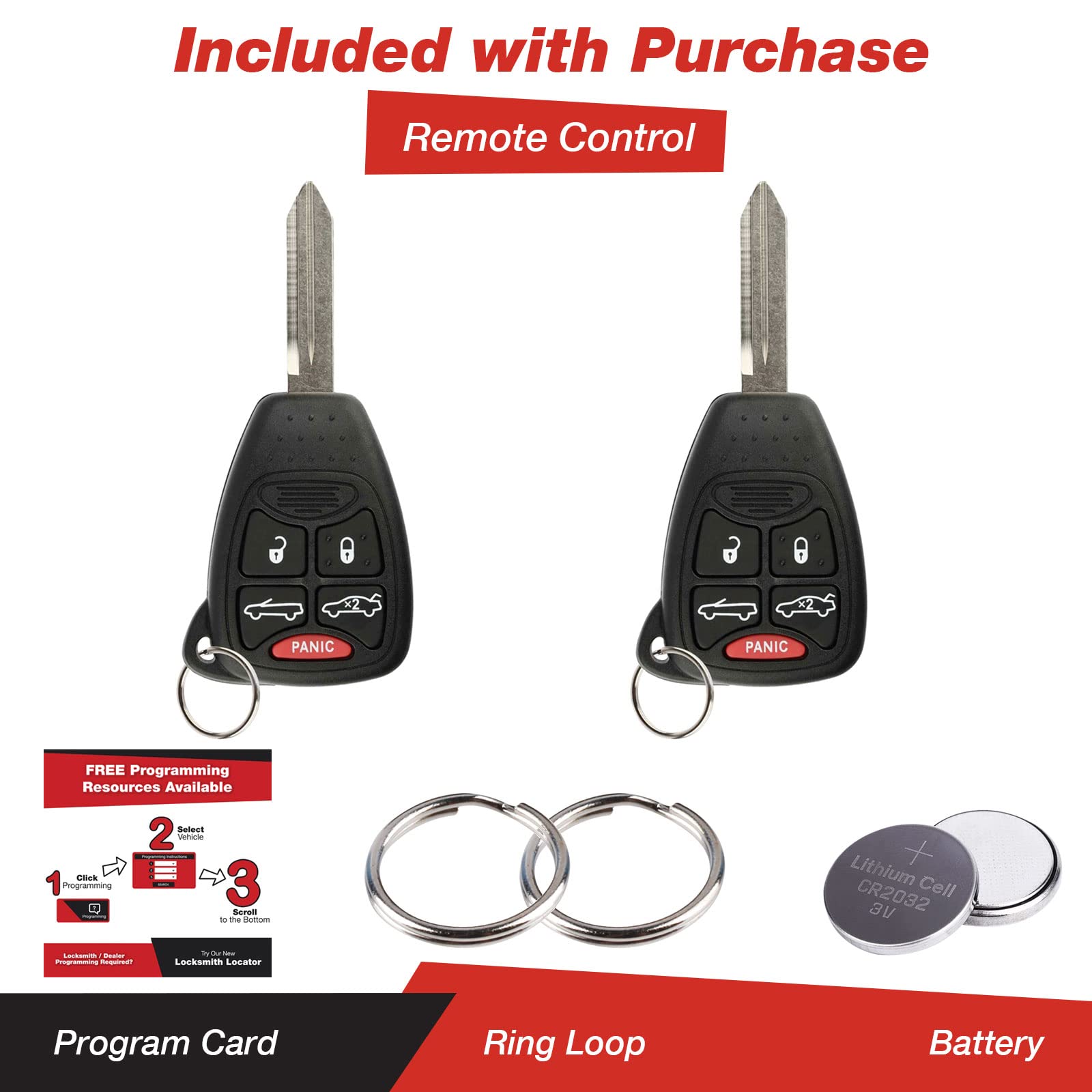 2X Keyless Entry Remote Key Fob For Chrysler Sebring (Oht692427Aa, Oht692713Aa)