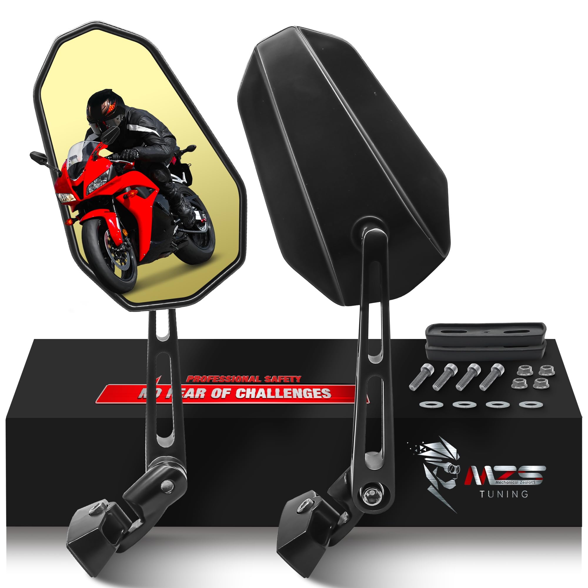 Mzs Racing Motorcycle Mirrors, Double Adjustable Fairing Rear View Side Mirror Arrow Black Compatible With Cbr600Rr Cbr1000Rr Cb