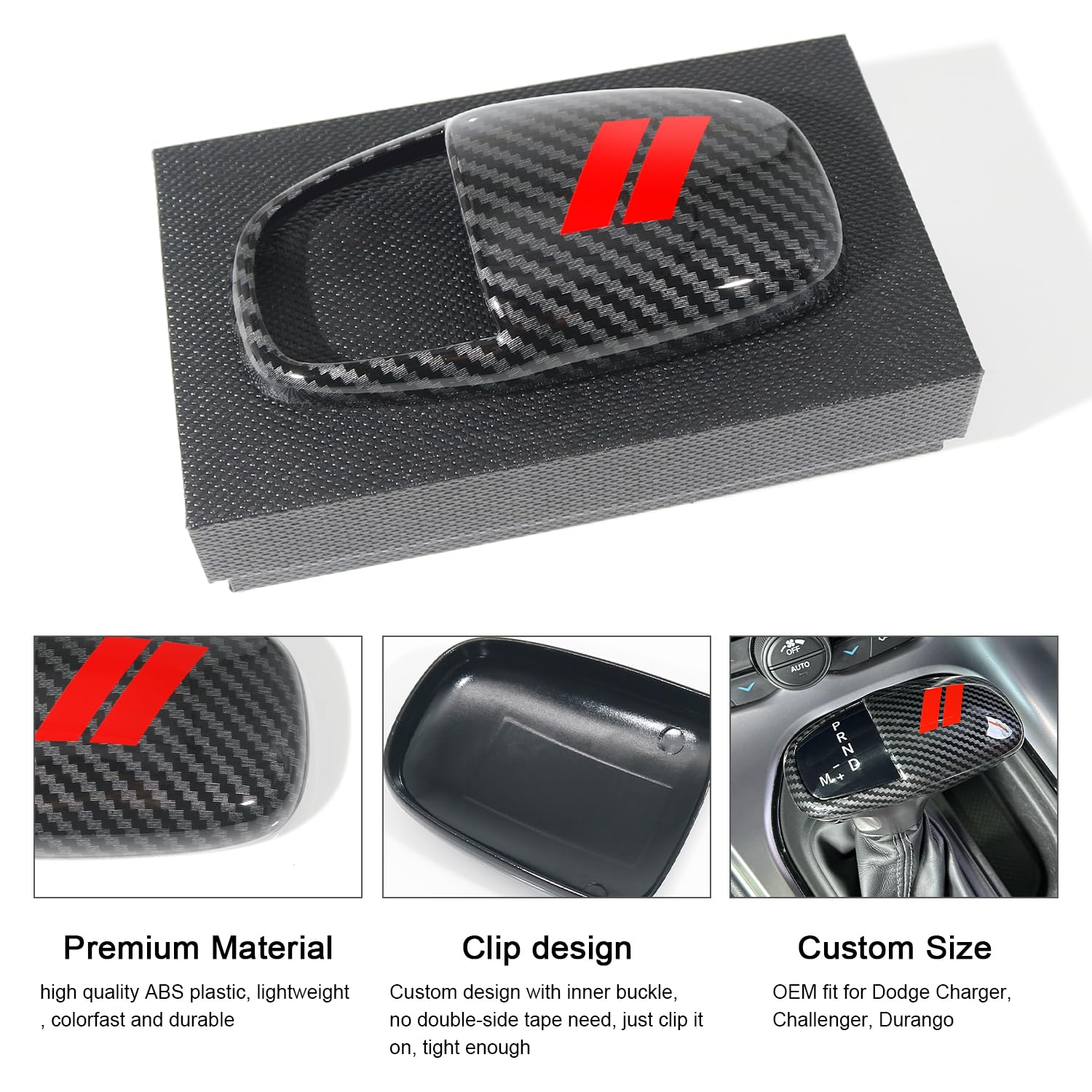 Remoch Gear Shift Knob Head Cover For Dodge Charger Accessories 2015-2023 Challenger 2015-2024 Durango 2016-2025 Abs Interior Sh