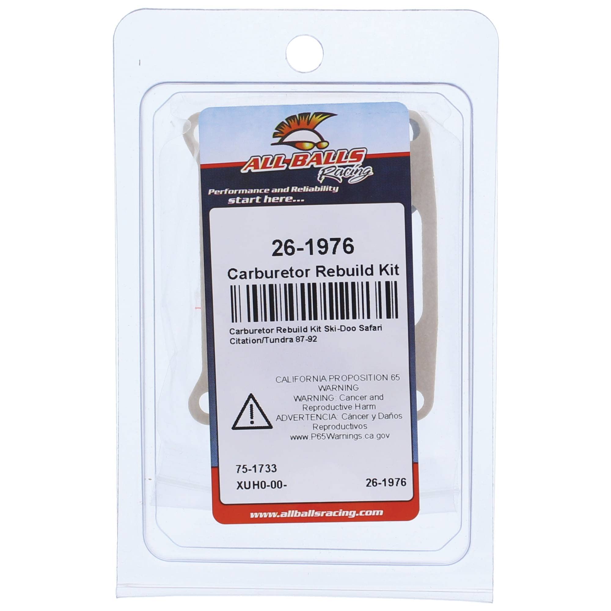 All Balls Carburetor Rebuild Kit 26-1976 For Ski-Doo Safari Citation/Tundra 1987, 1988, 1989, 1990, 1991, 1992