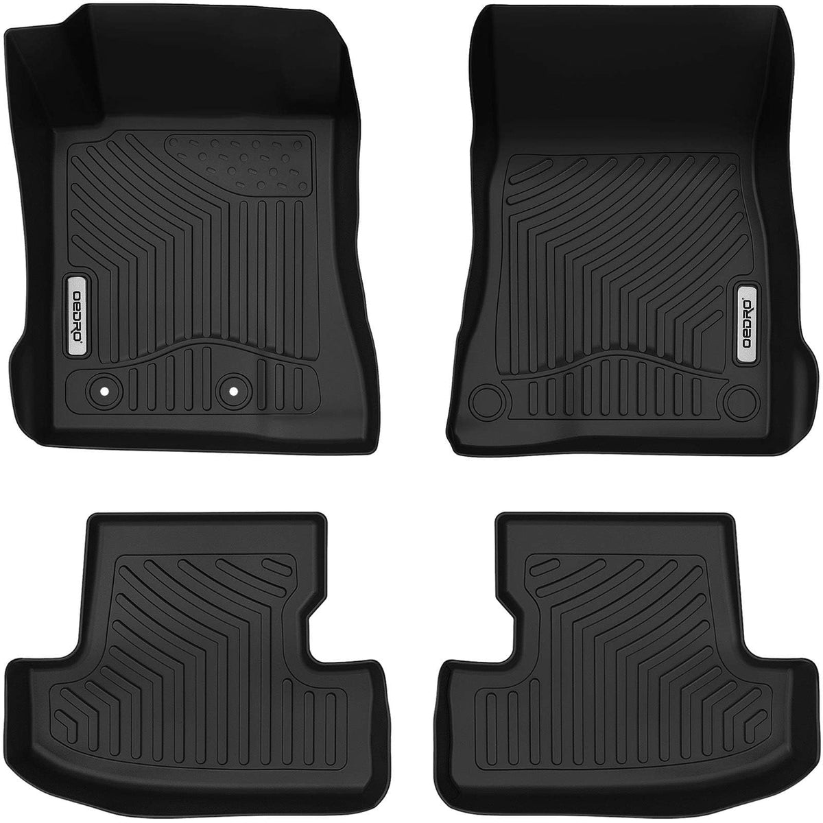 Oedro Floor Mats Fit For 2015-2021 Ford Mustang, Unique Black Tpe All-Weather Guard Includes 1St And 2Nd Row: Front, Rear, Full