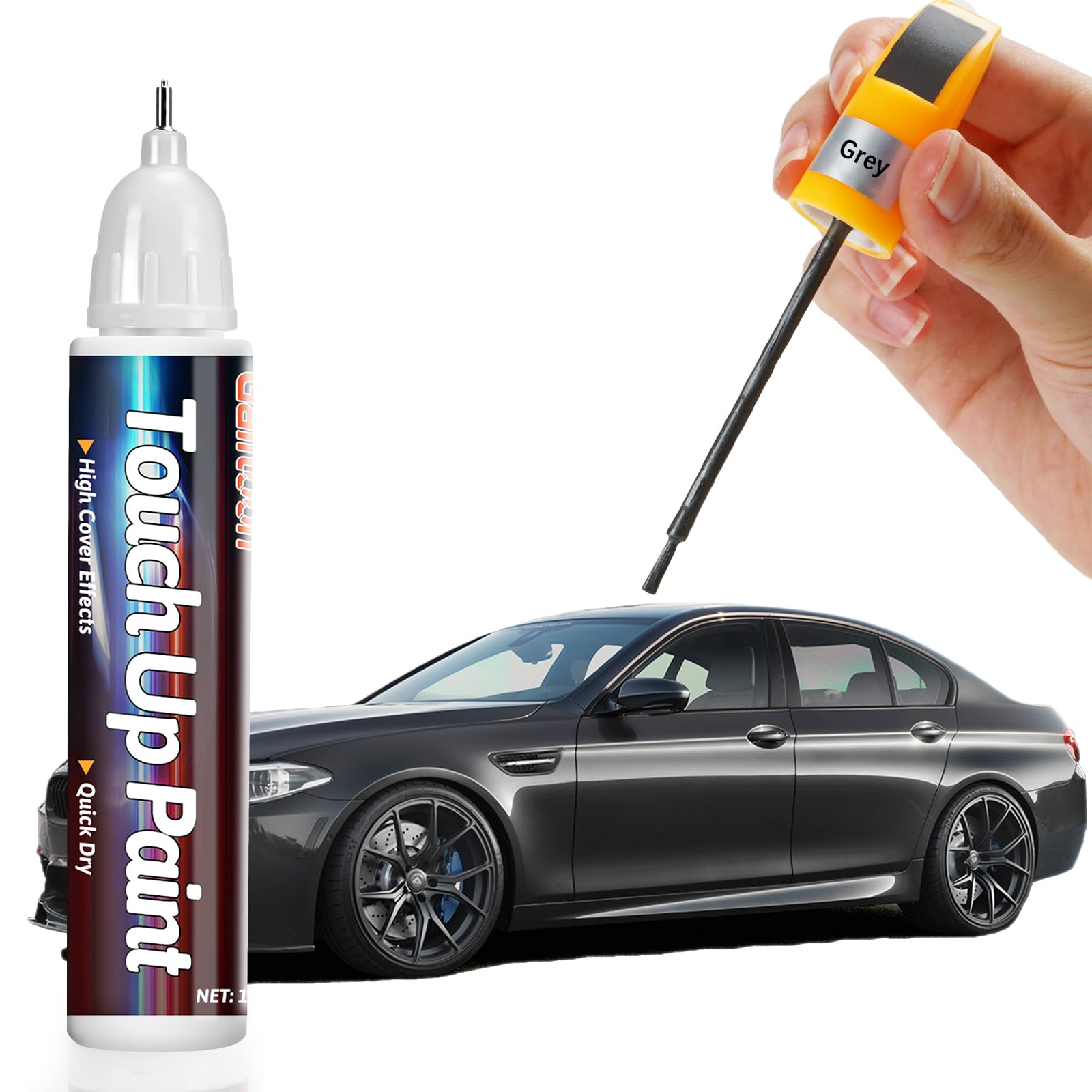 Grey Touch Up Paint Pen For Cars, Car Paint Scratch Repair, Two-In-One Car Touch Up Paint Fill Paint Pen, Quick & Easy Solution 