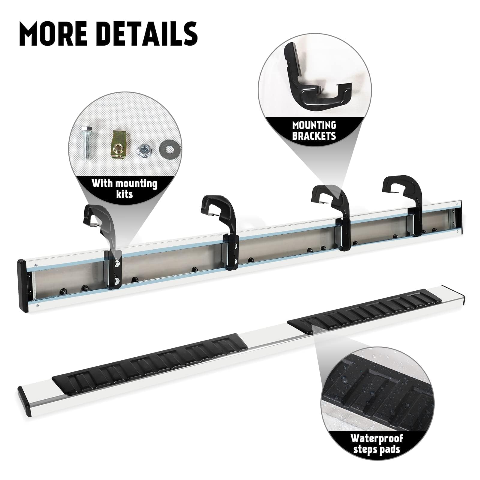 Pz 6'' Crew Cab Running Boards For 2007-2018 Chevy Silverado/Gmc Sierra 1500, 2007-2019 For 2500Hd 3500Hd Mirror Stainless Steel