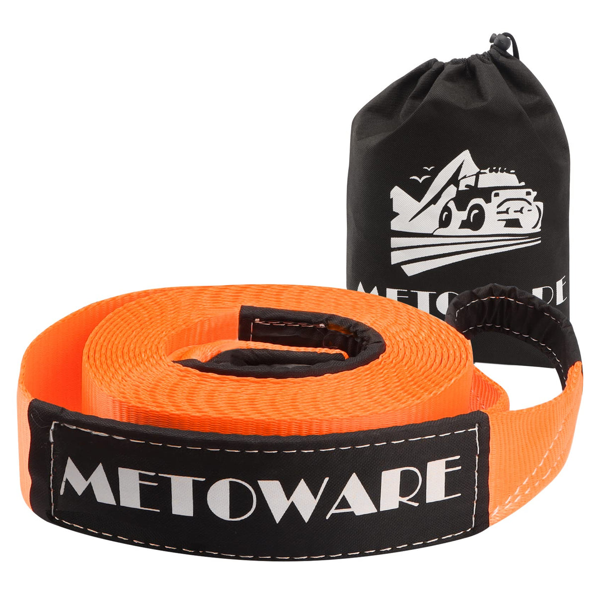 Metoware Tow Strap 3''    30Ft Recovery Strap, Heavy Duty Tow Straps With 35,000 Lb Capacity, Triple Reinforced Loop Straps, Eme