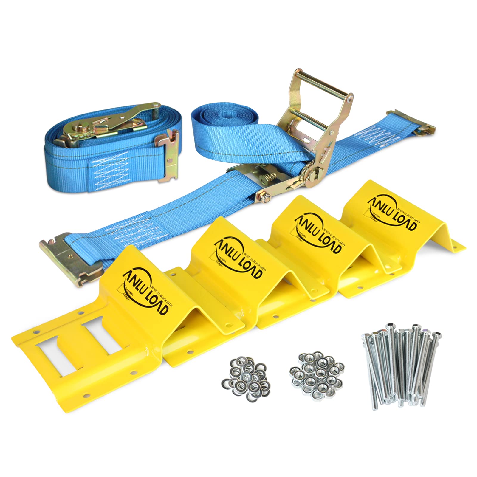 ANLU LOAD Wheel Chock Tie Down Kit,Wheel Tie Down Straps,E Track Tie Down System for ATV,Utv,Construction Equipment&Small Tracto