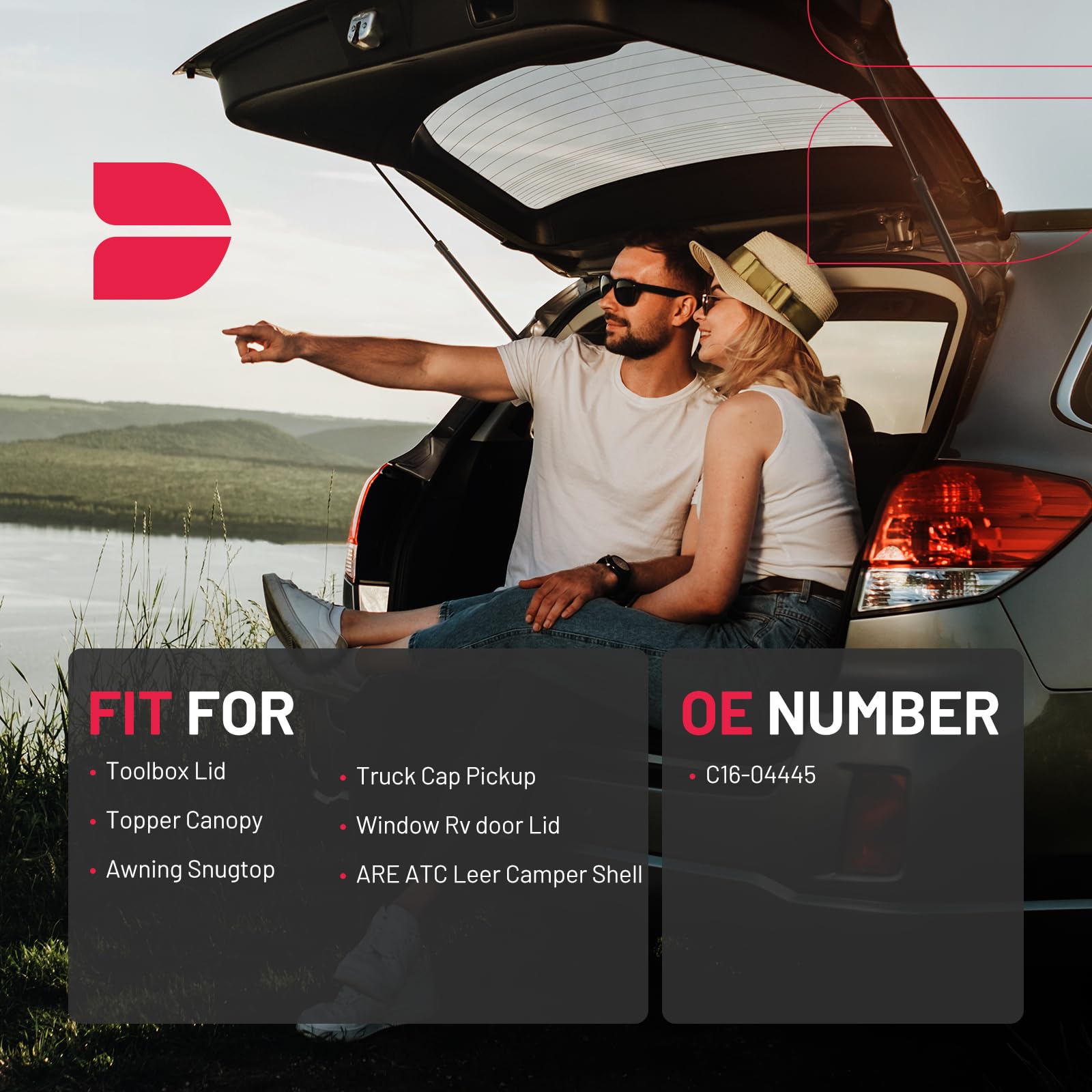 Bdfhyk C16-04445 17Inch 55Lbs (245N) Gas Strut For Are Atc Leer Camper Shell Awning Snugtop Topper Canopy Truck Cap Pickup Windo