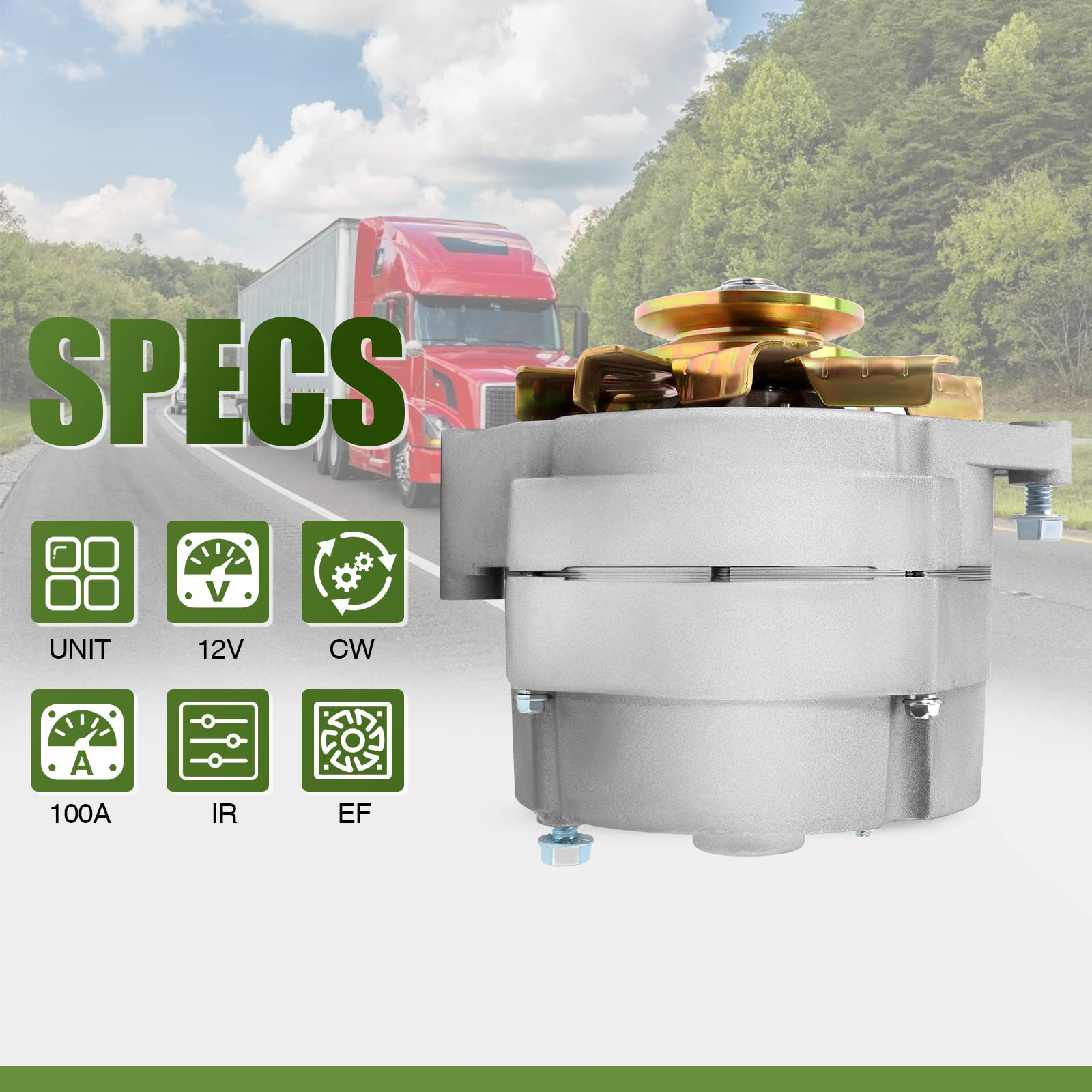 New Alternator Fit For High Output 105Amp 3-Wire 10Si Self-Exciting Sbc Bbc Gm Adr0151 Adr0335 7127-Se105 Self-Exciting Alternator