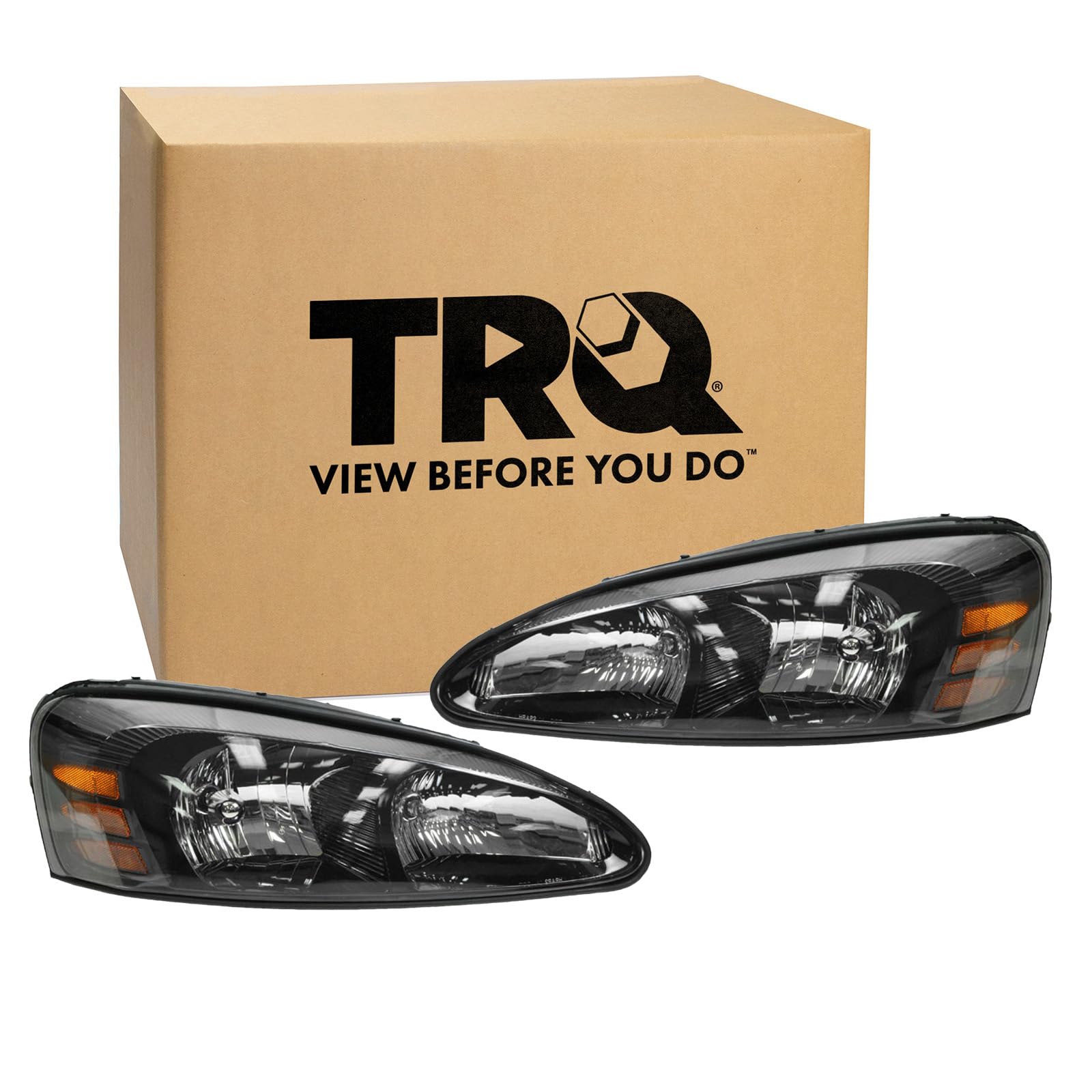 Trq Driver & Passenger Side Headlight Assembly Set Headlights Driver & Passenger Side Compatible With 2004-2008 Pontiac Grand Pr