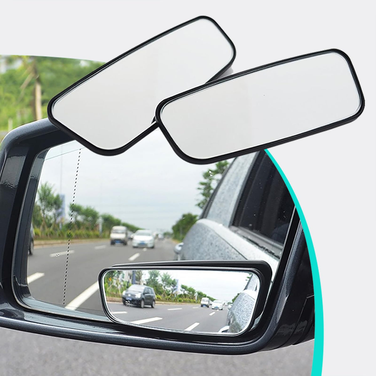 Gkmow 2 Pcs Hd Convex Wide Angle Looking Glass, 3.74' X 1.41' Rectangular Curved Blind Spot Mirror, General Motors Parking Aid Tool, Compatible With Most Car Models (Black)