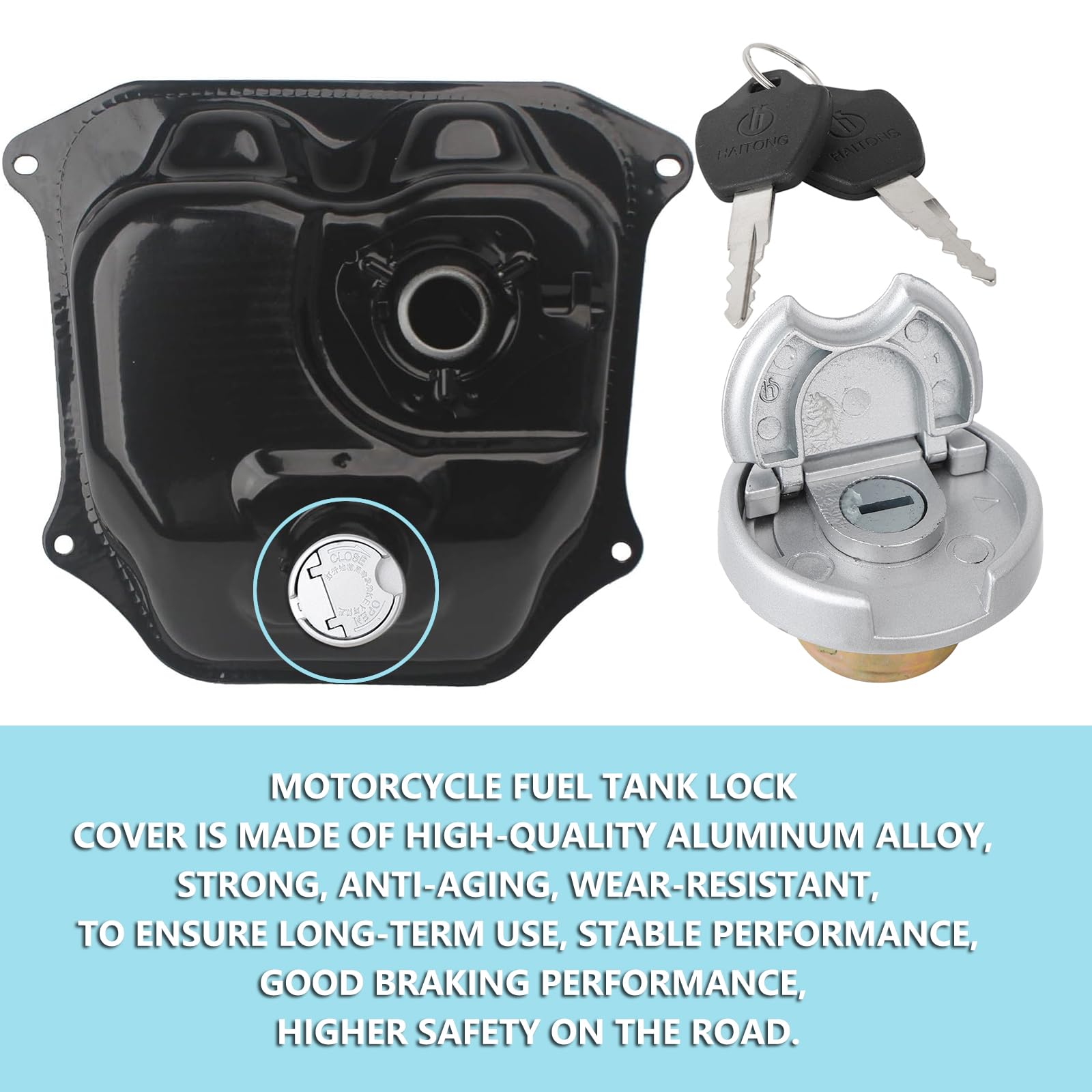 Minho Motorcycle Gas Caps with Switch Lock Made of Alumium Alloy Material,Fuel Tank Cap Fit for Chinese GY6 Scooter Mopeds Taota