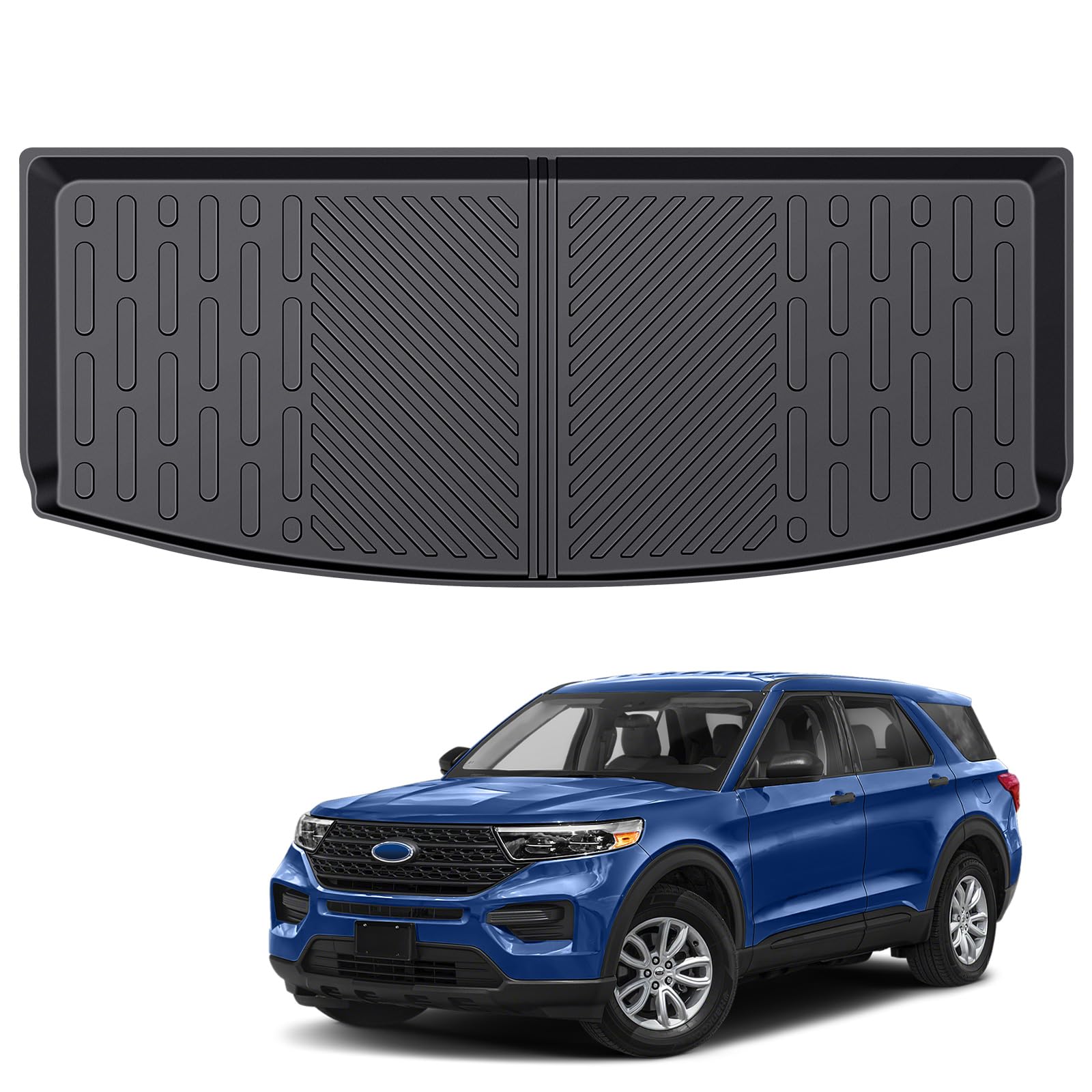 Jtyzsm Rear Cargo Mat For 2020-2025 Ford Explorer 6&7 Seats All Weather Tpe Anti-Slip Trunk Mat Cargo Liner For 2020 2021 2022 2023 2024 2025 Ford Explorer Accessories