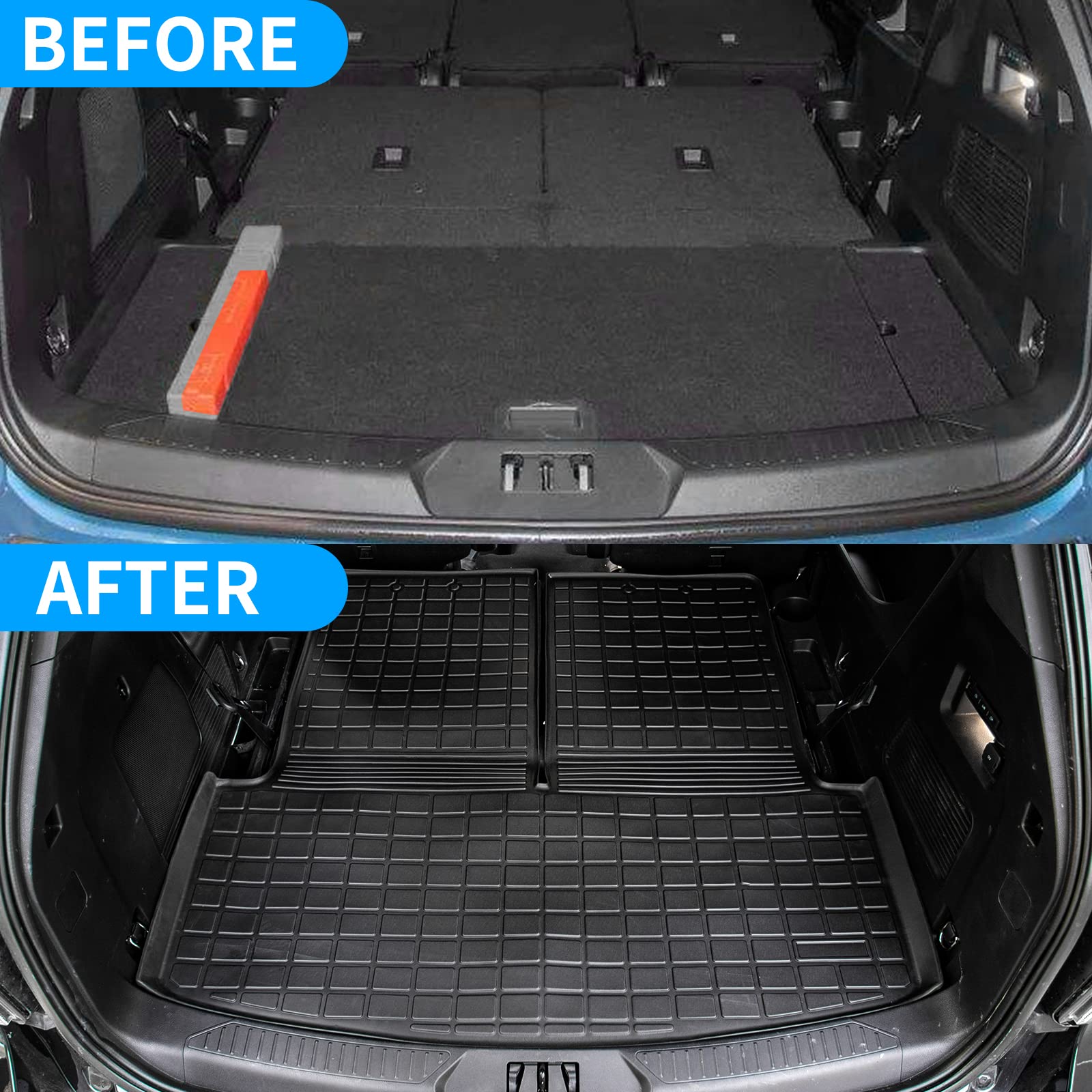 Dattumar TPE Cargo Mat for 2020-2025 Ford Explorer, Upgrade Trunk Mat with Backrest, 6&7 Passenger, All Weather Protection