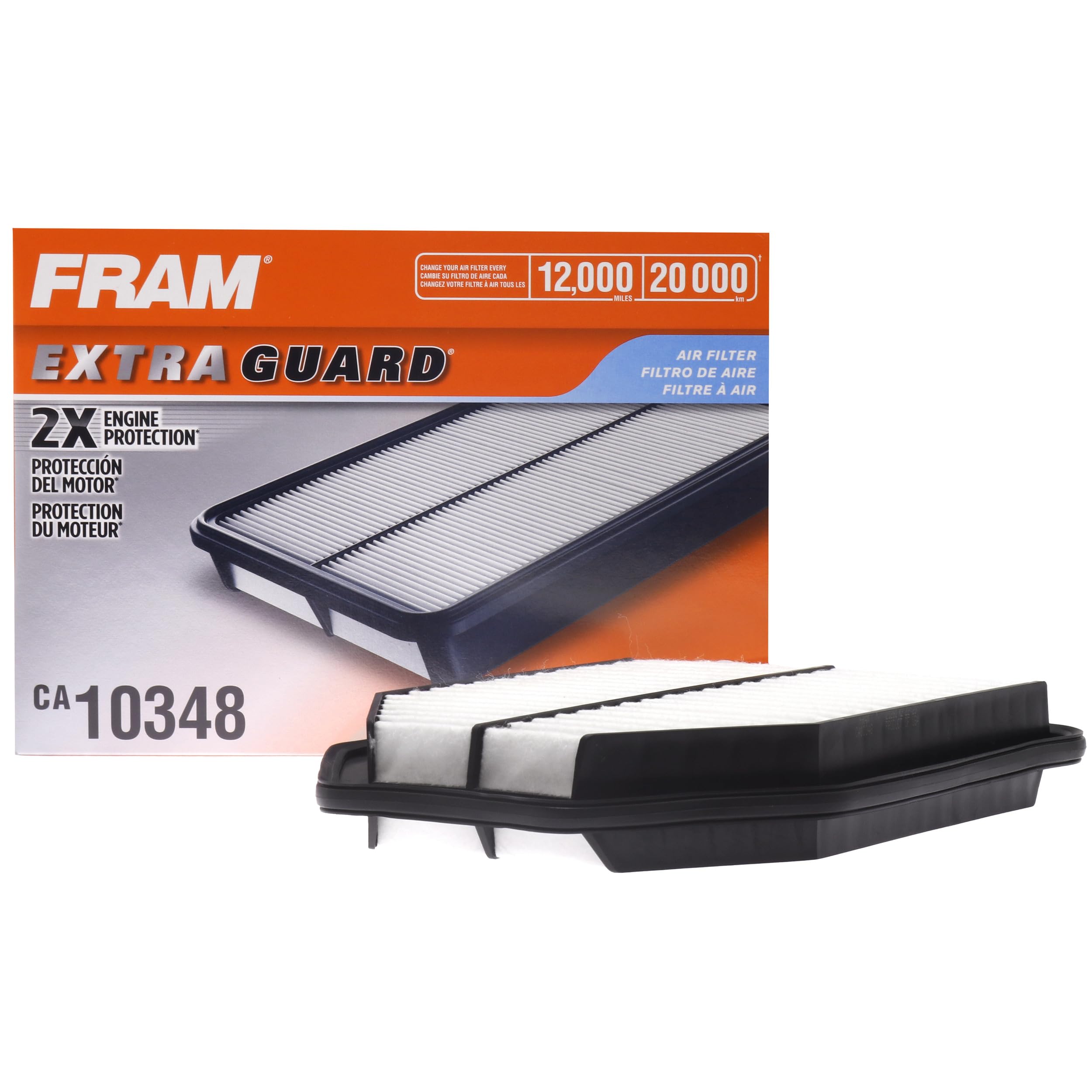 FRAM Extra Guard CA10348 Replacement Engine Air Filter for Select Jeep Wrangler (3.6L & 3.8L), Provides Up to 12 Months or 12,00