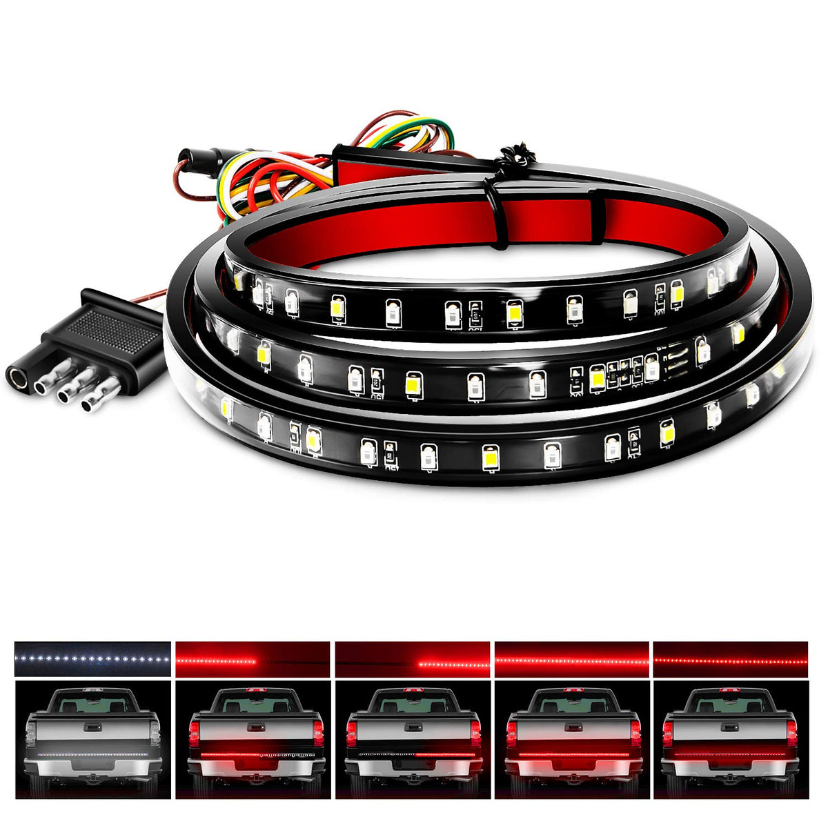 Nilight 48   /49    Led Tailgate Light Strip 90 Led Red/White For Running Light Brake / Turn Signal / Reverse Light?2 Years Warr