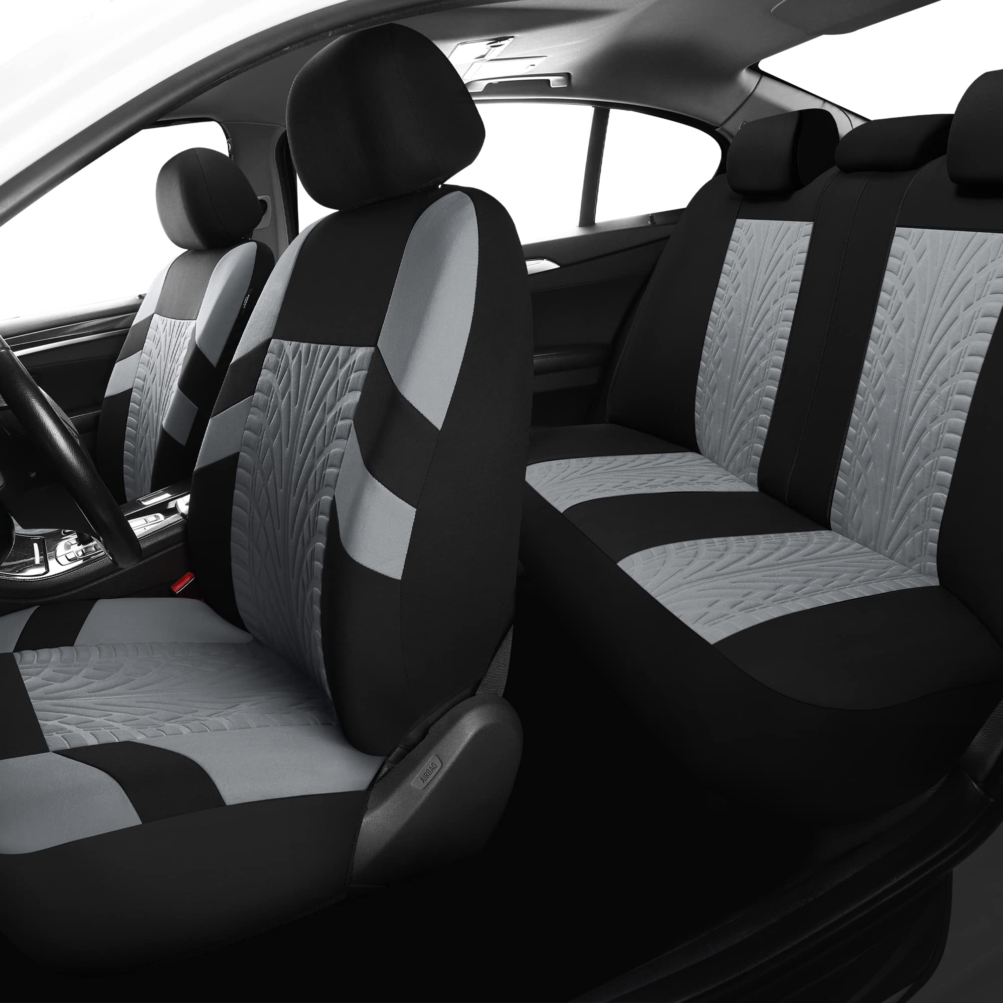 Varcozy Car Seat Covers Full Set, Front & Split Rear Bench For Car, Universal Cloth Suv, Sedan, Van, Automotive Interior Covers,