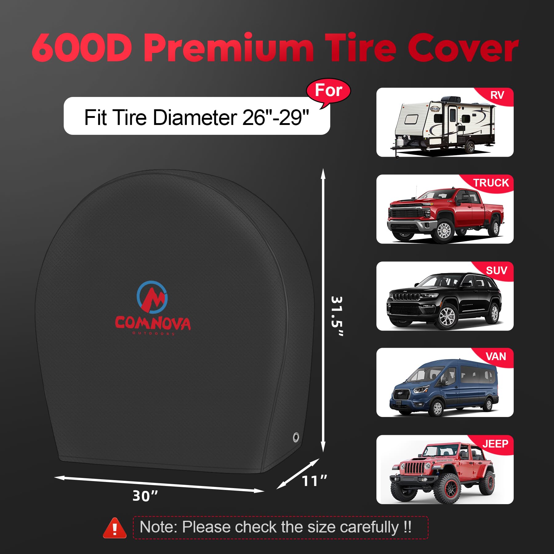 Rv Tire Covers 4 Pack, Tough Tire Wheel Protector For Truck, Suv, Travel Trailer, Camper, Motorhome, Boat, Van, Pu Oxford Waterp