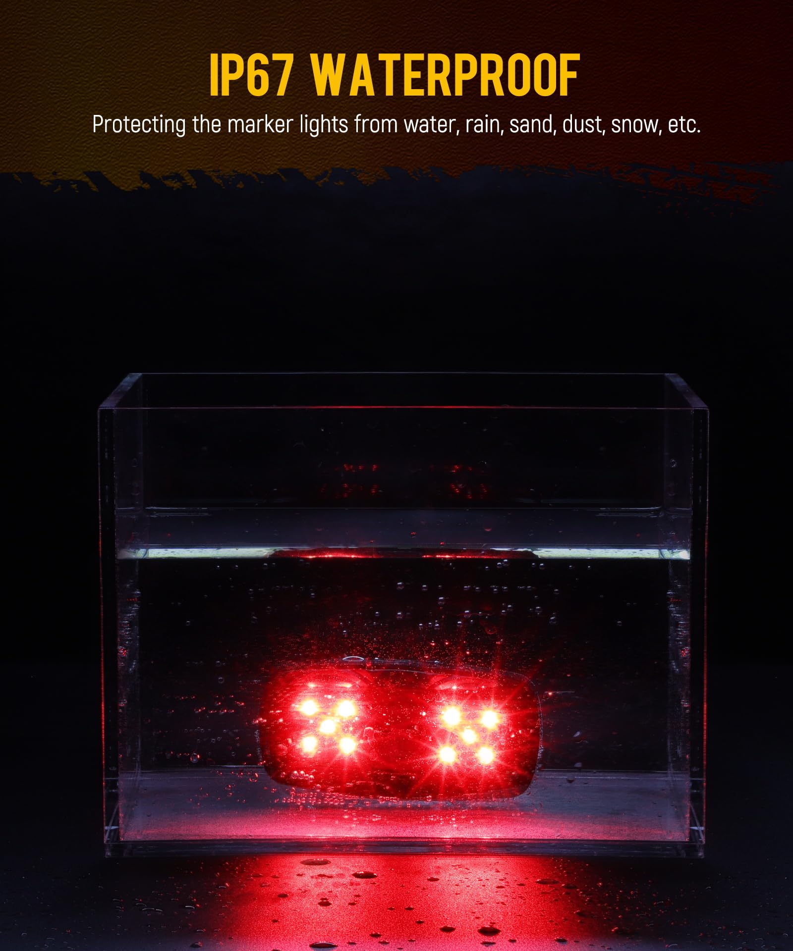 Partsam 14X Trailer Rv Marker Led Lights Double Bullseye 10Leds Clearance Lights Red/Amber, 4X2 Tiger Eye 12V Rectangular Led Si