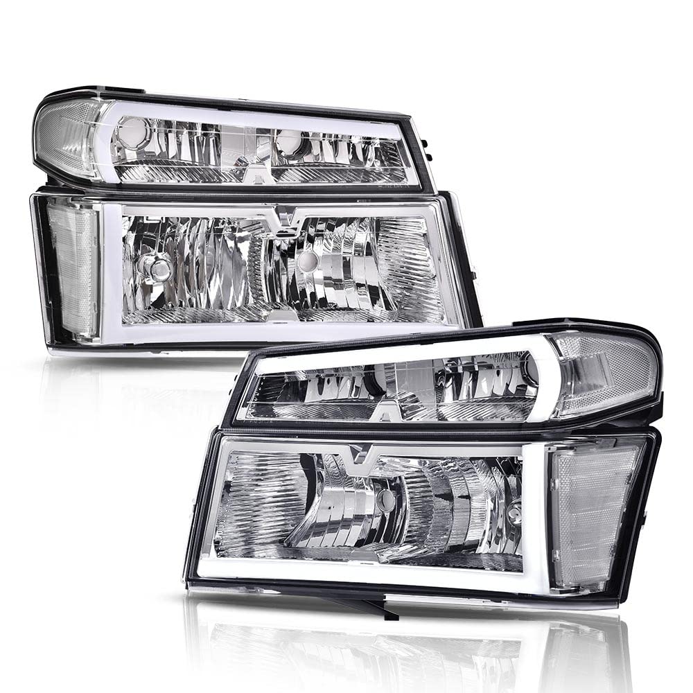 GRAND ORANGE LED DRL Headlights, Compatible with 2004 2005 2006 2007 2008 2009 2010 2011 2012 GMC Canyon/Chevy Colorado Headligh