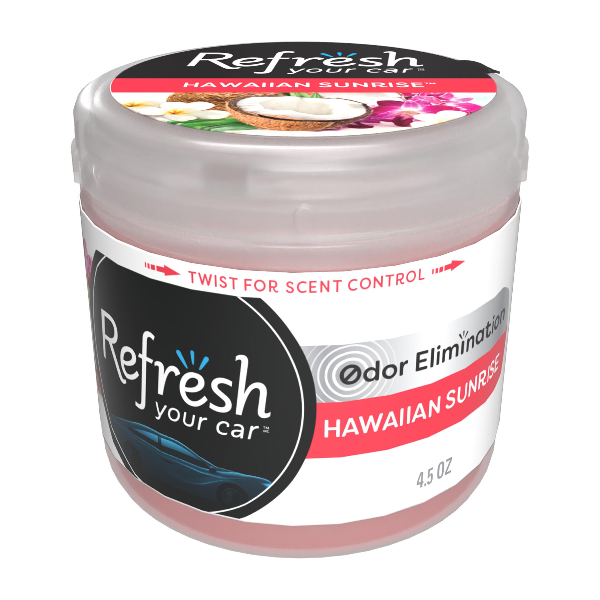 Refresh Your Car! E301459500 Scented Gel Can, 4.5 Oz, Hawaiian Sunrise